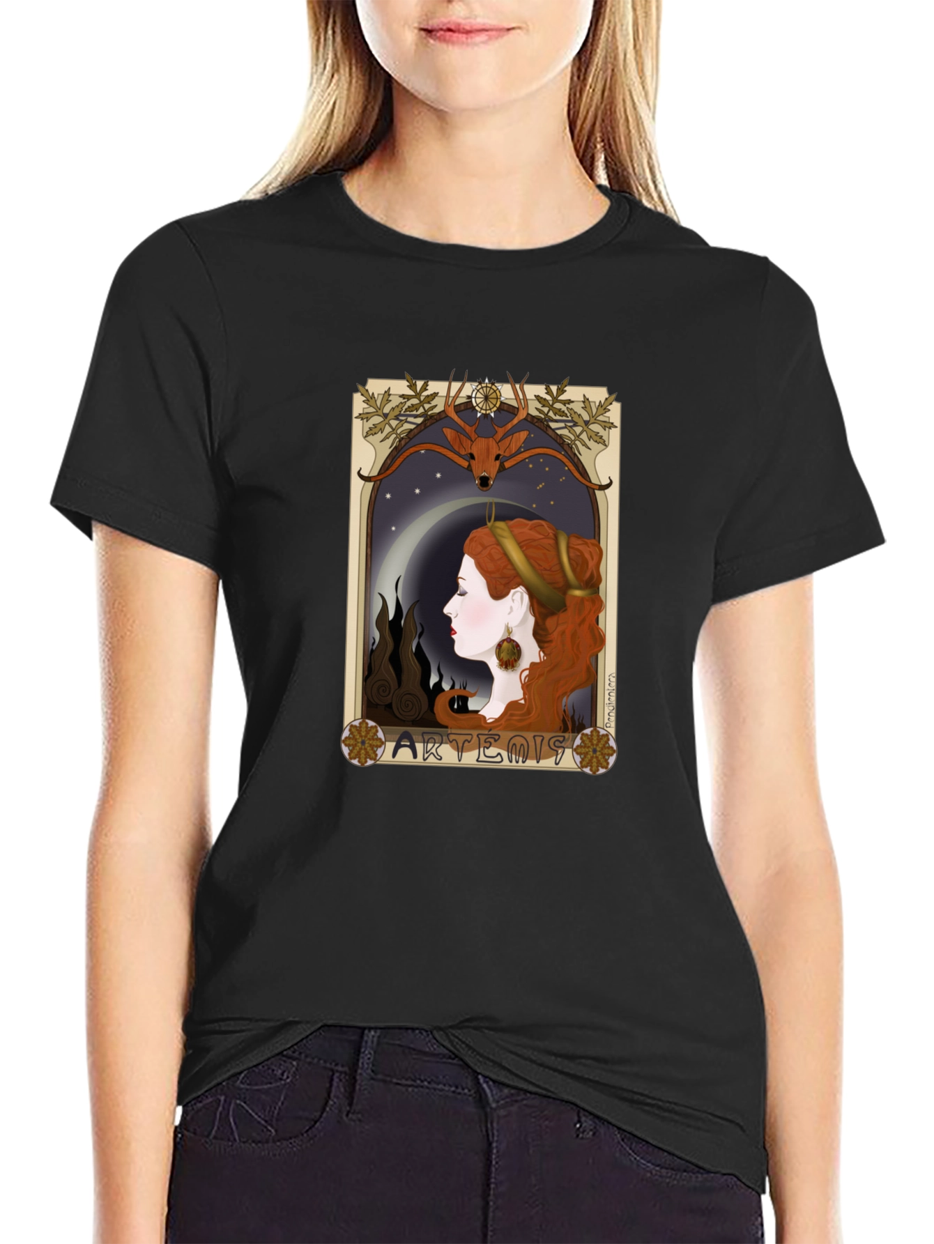 Artemis Art Nouveau T-Shirt - Classic Goddess Design