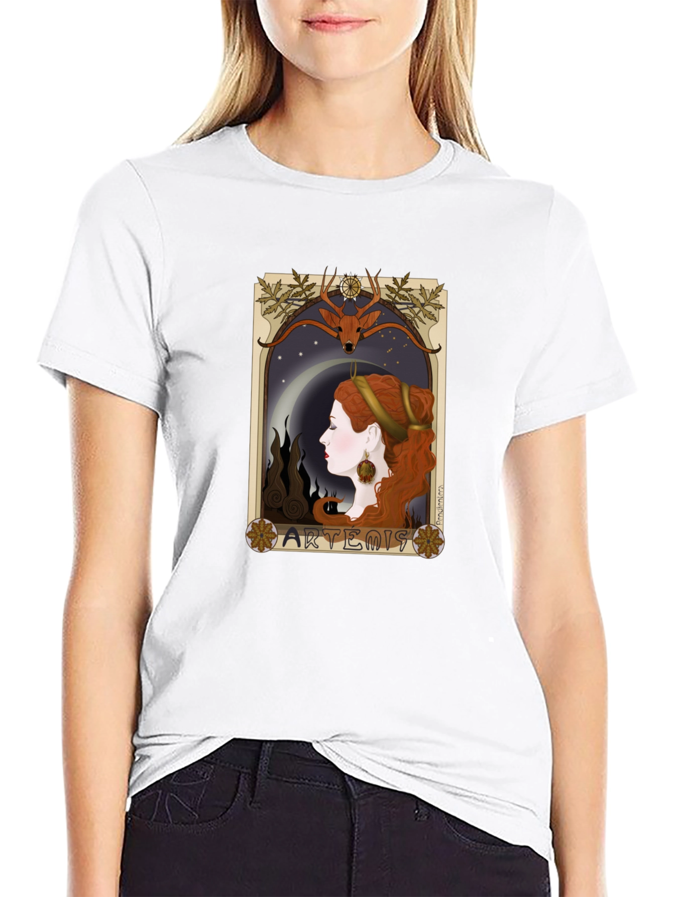 Artemis Art Nouveau T-Shirt - Classic Goddess Design