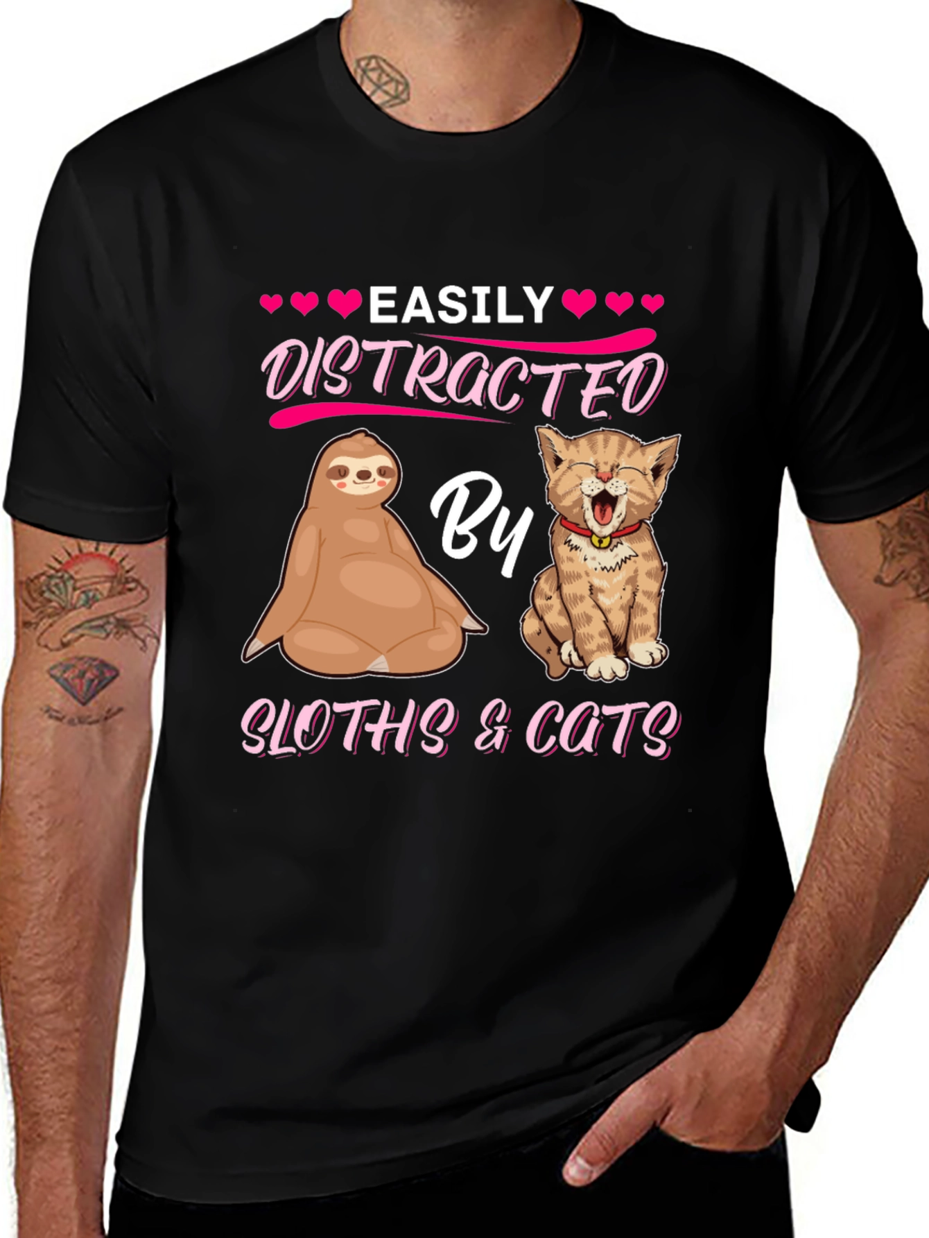 Easily Distracted By Sloths & Cats T-Shirt