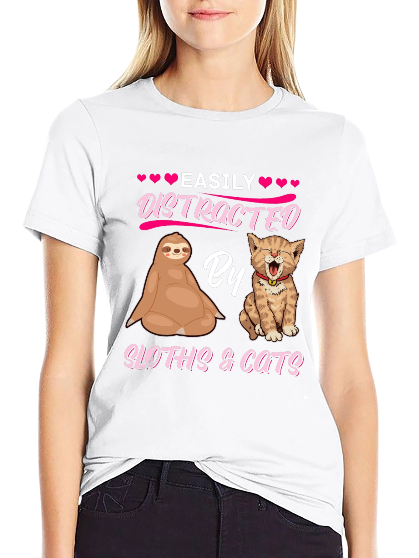 Easily Distracted By Sloths & Cats T-Shirt