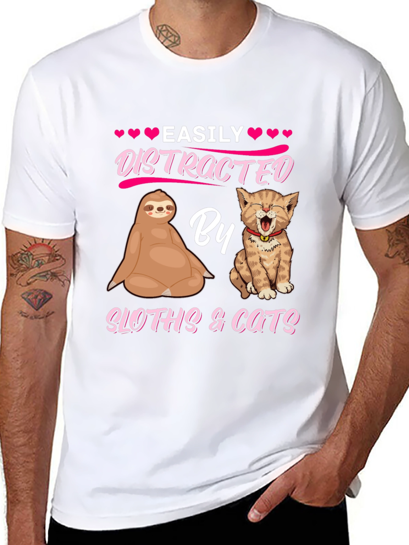 Easily Distracted By Sloths & Cats T-Shirt