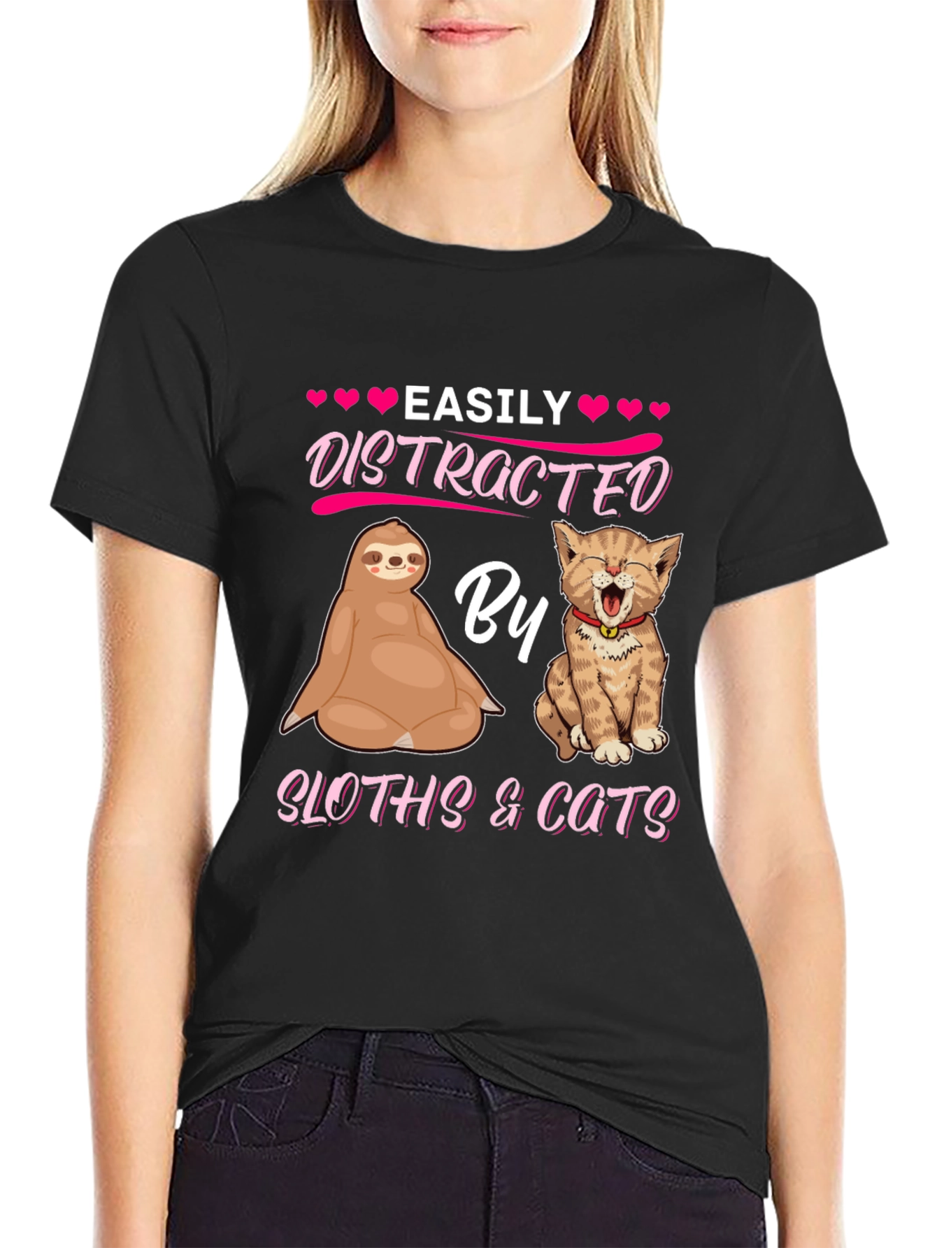 Easily Distracted By Sloths & Cats T-Shirt