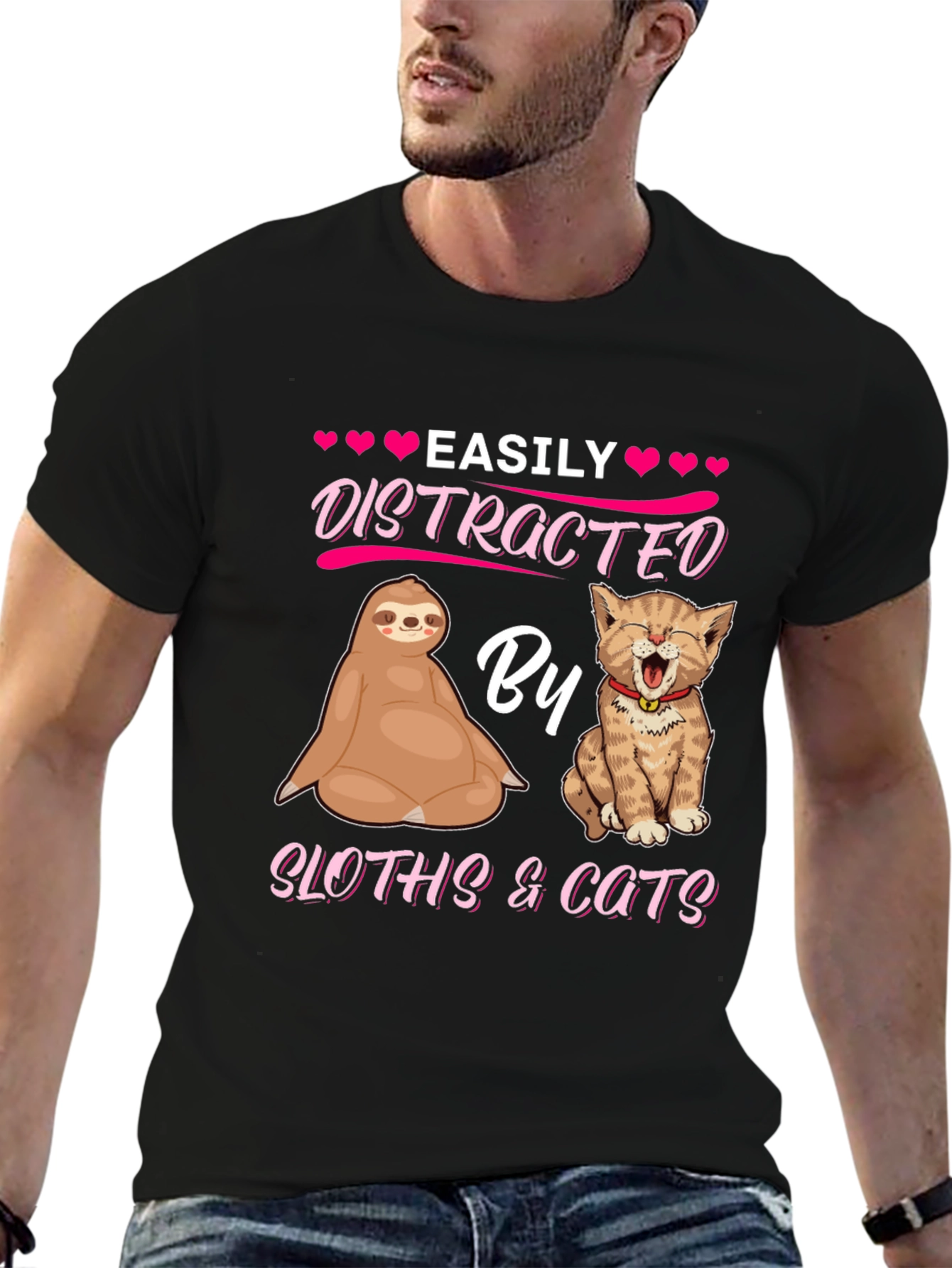 Easily Distracted By Sloths & Cats T-Shirt