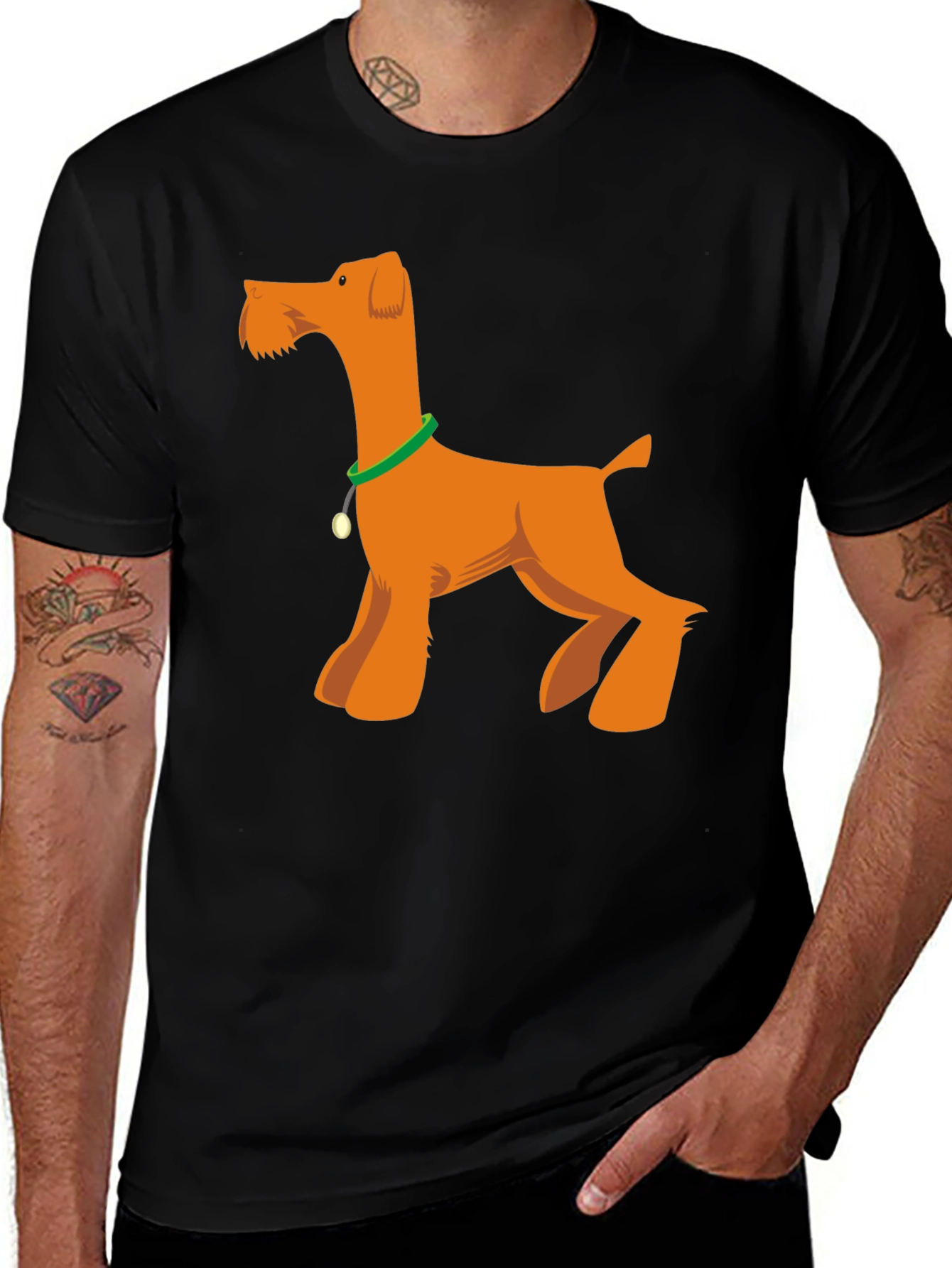 Cartoon Dog Graphic T-Shirt - Black