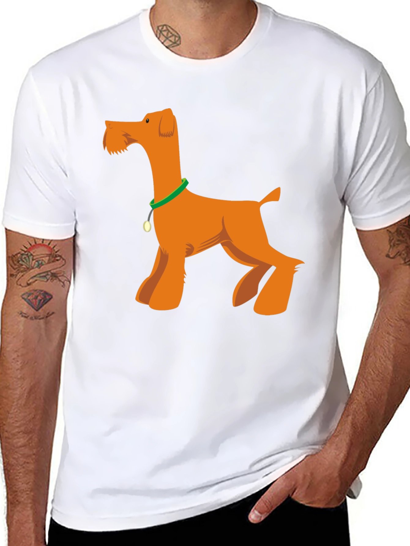 Cartoon Dog Graphic T-Shirt - Black