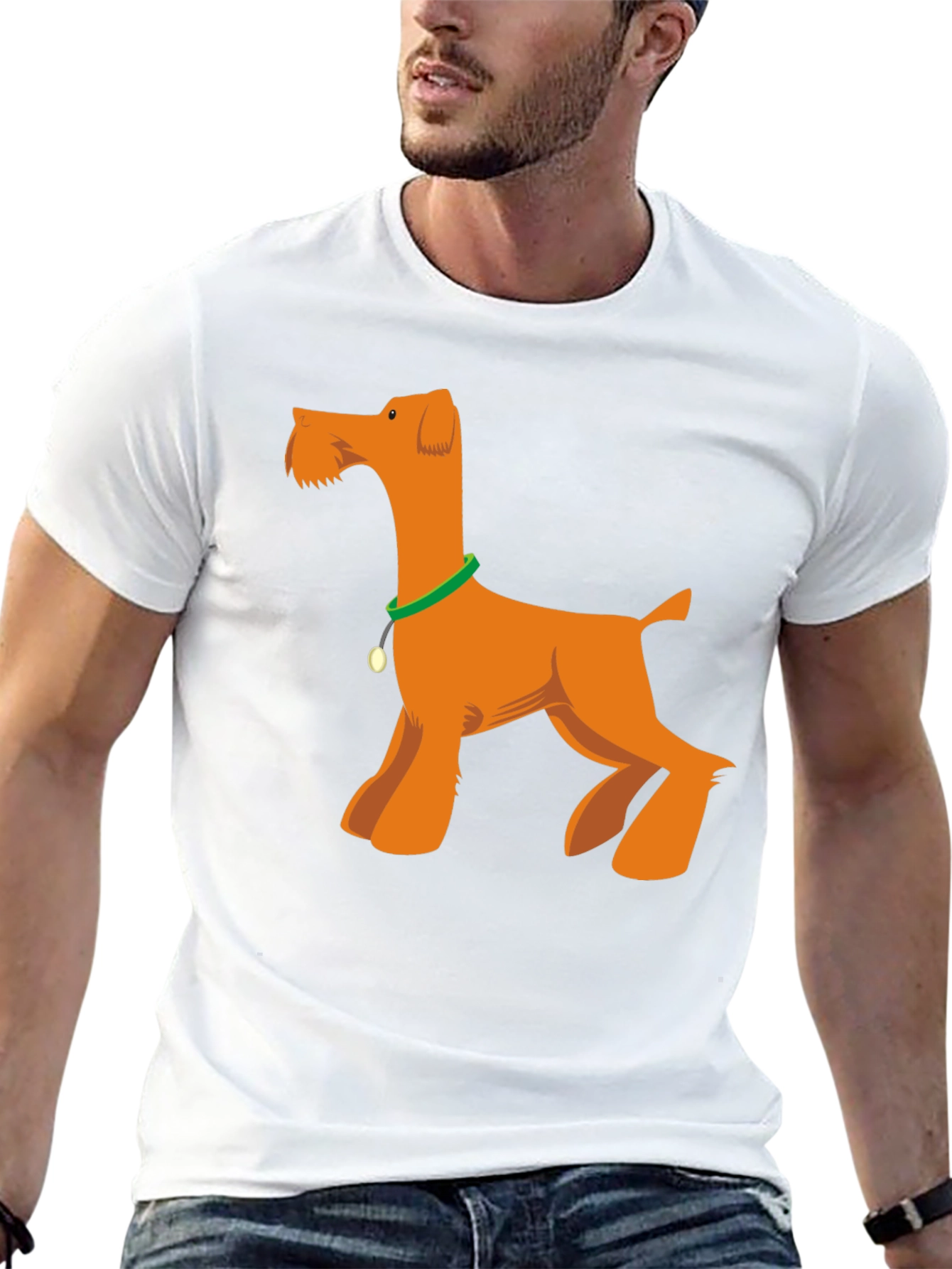 Cartoon Dog Graphic T-Shirt - Black