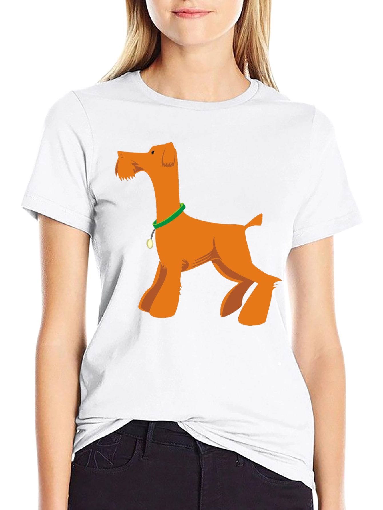 Cartoon Dog Graphic T-Shirt - Black