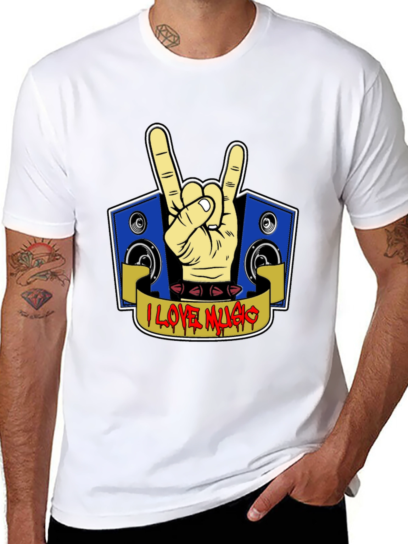 I Love Music Rock Hand Graphic T-Shirt