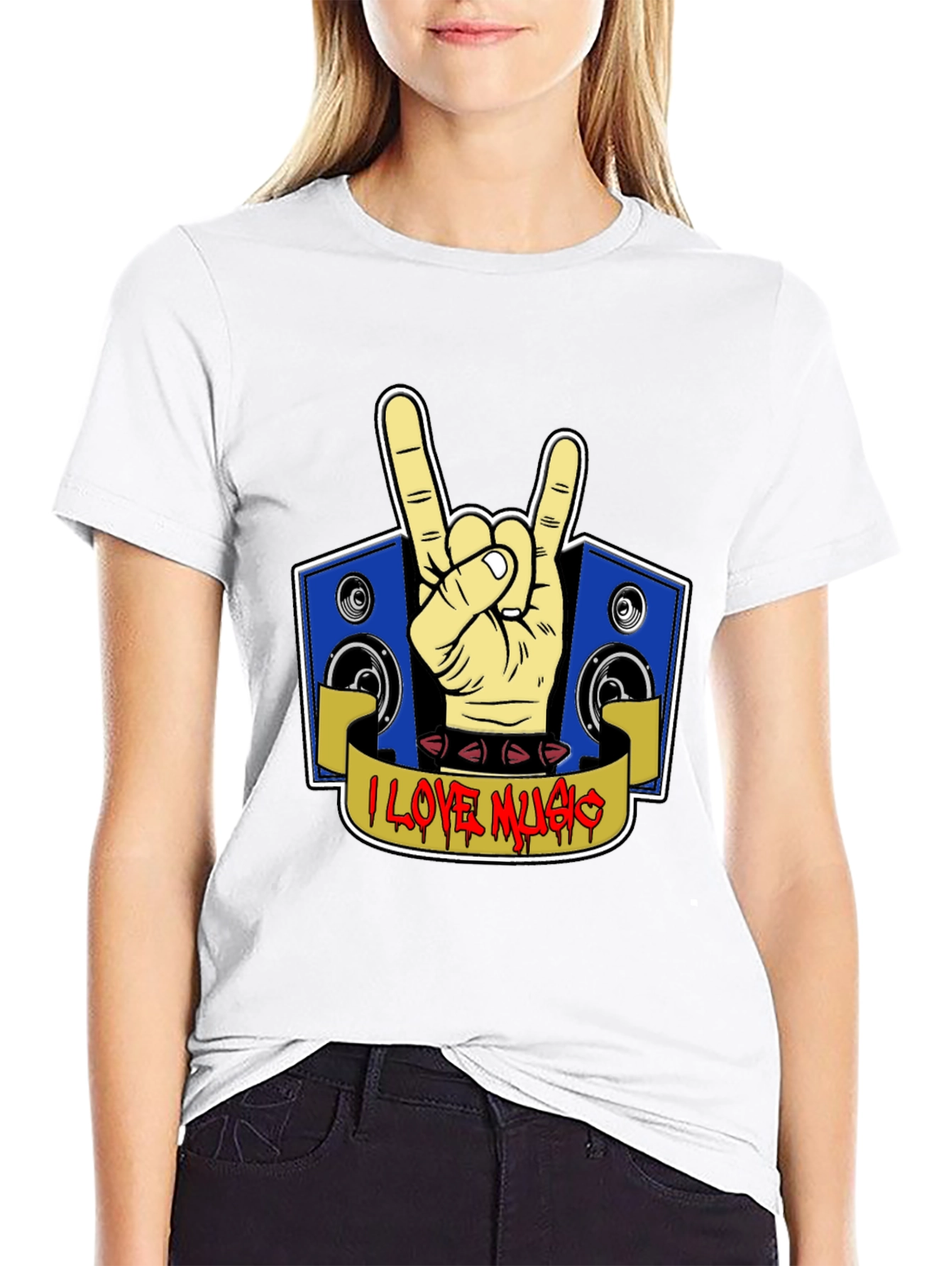 I Love Music Rock Hand Graphic T-Shirt