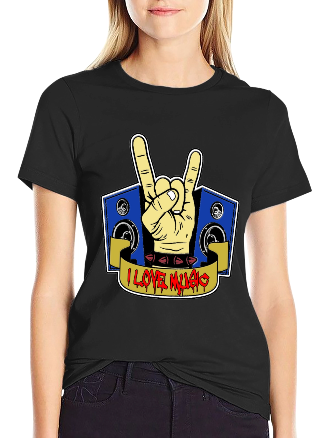 I Love Music Rock Hand Graphic T-Shirt