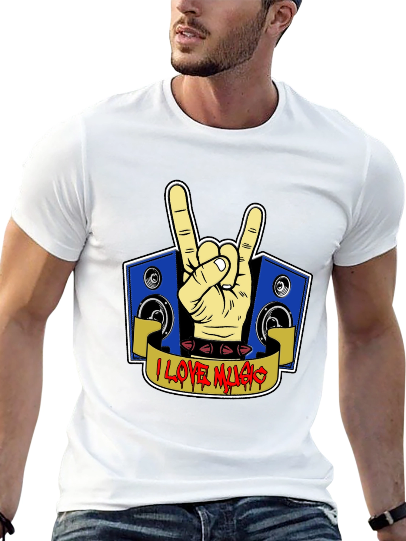 I Love Music Rock Hand Graphic T-Shirt