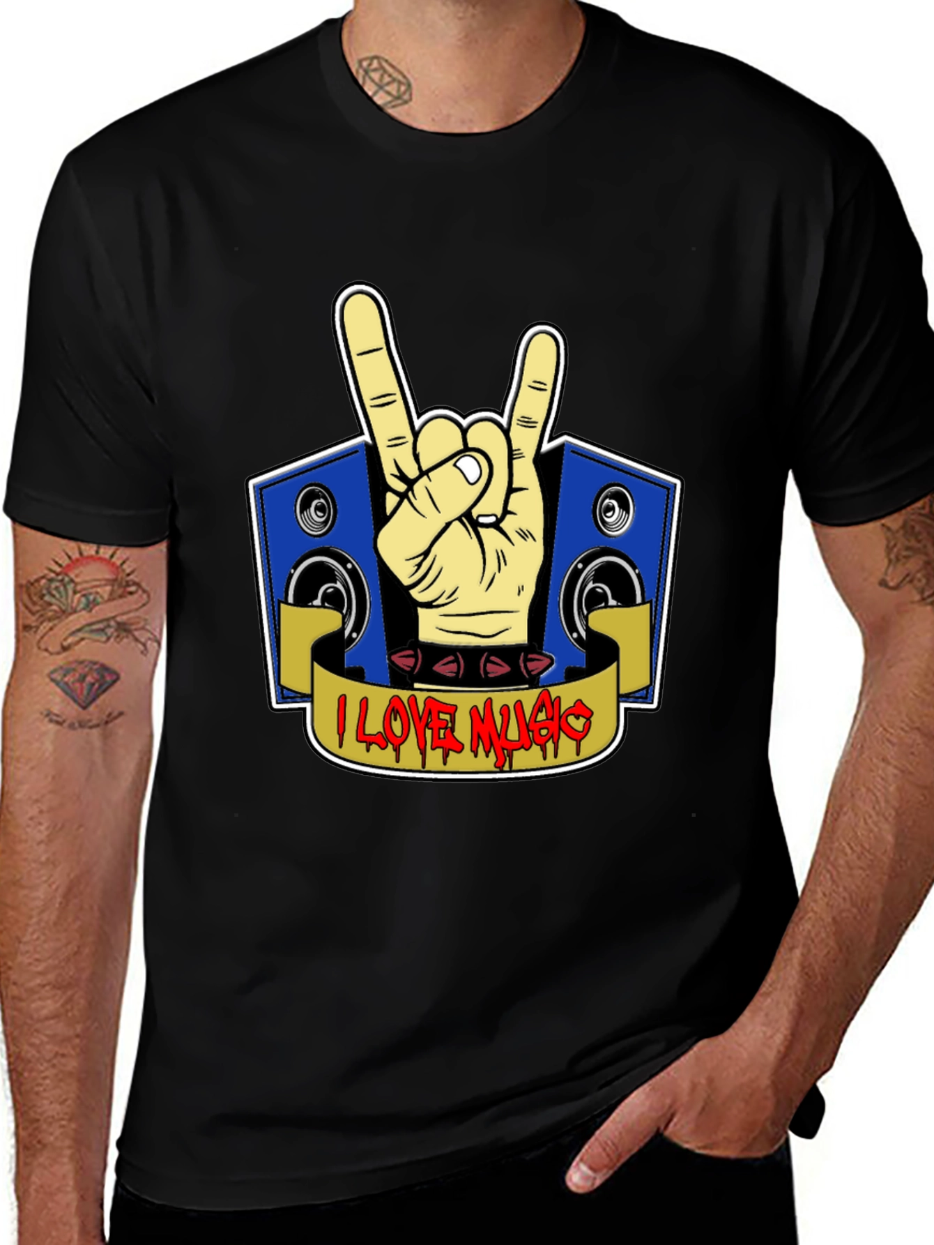 I Love Music Rock Hand Graphic T-Shirt