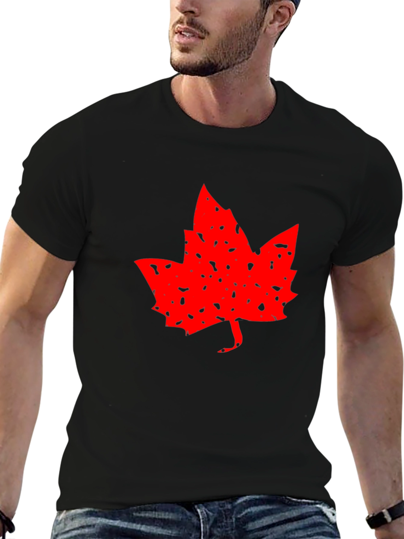 Maple Leaf Graphic Tee - Black Casual Shirt