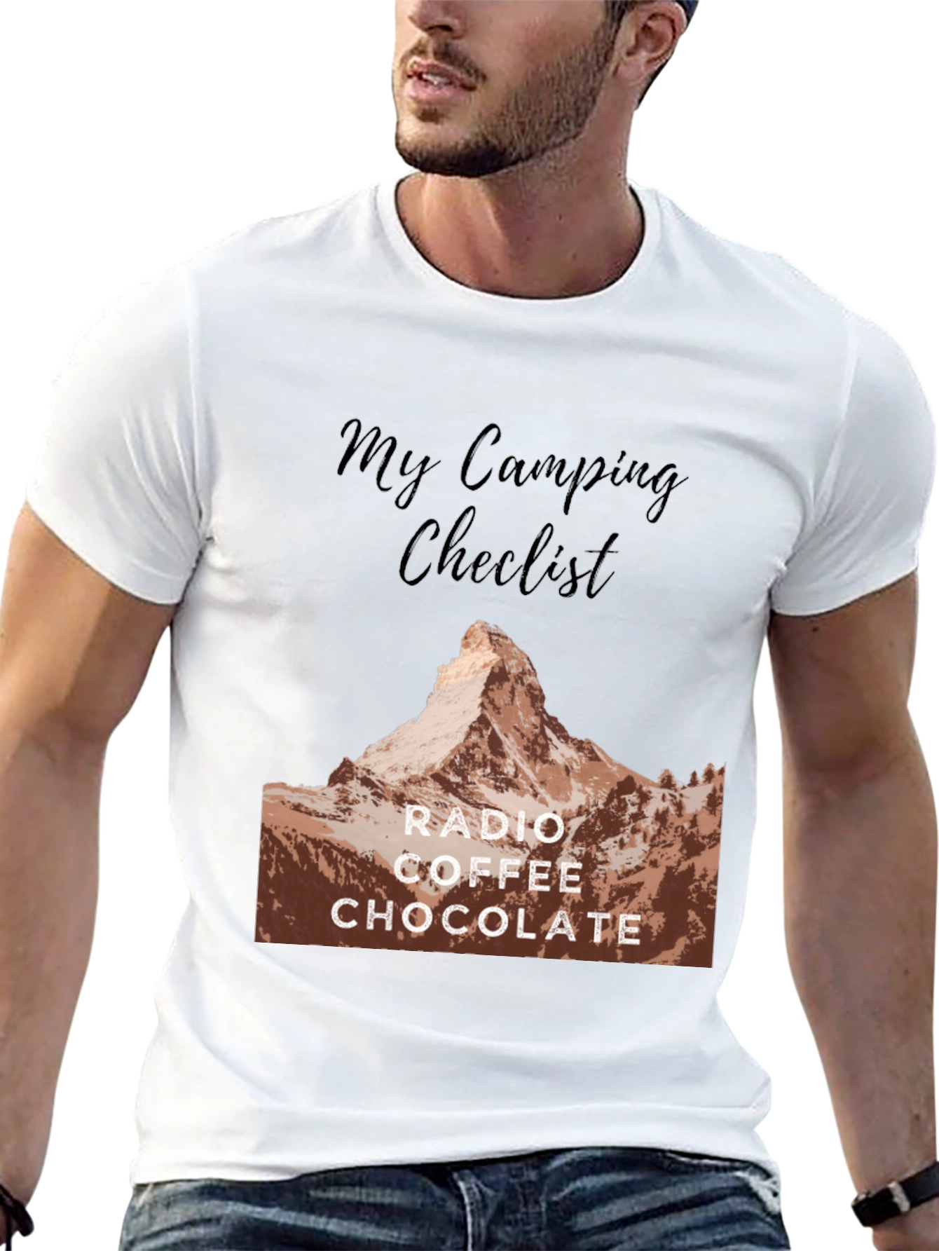 Camping Checklist T-Shirt: Radio Coffee Chocolate