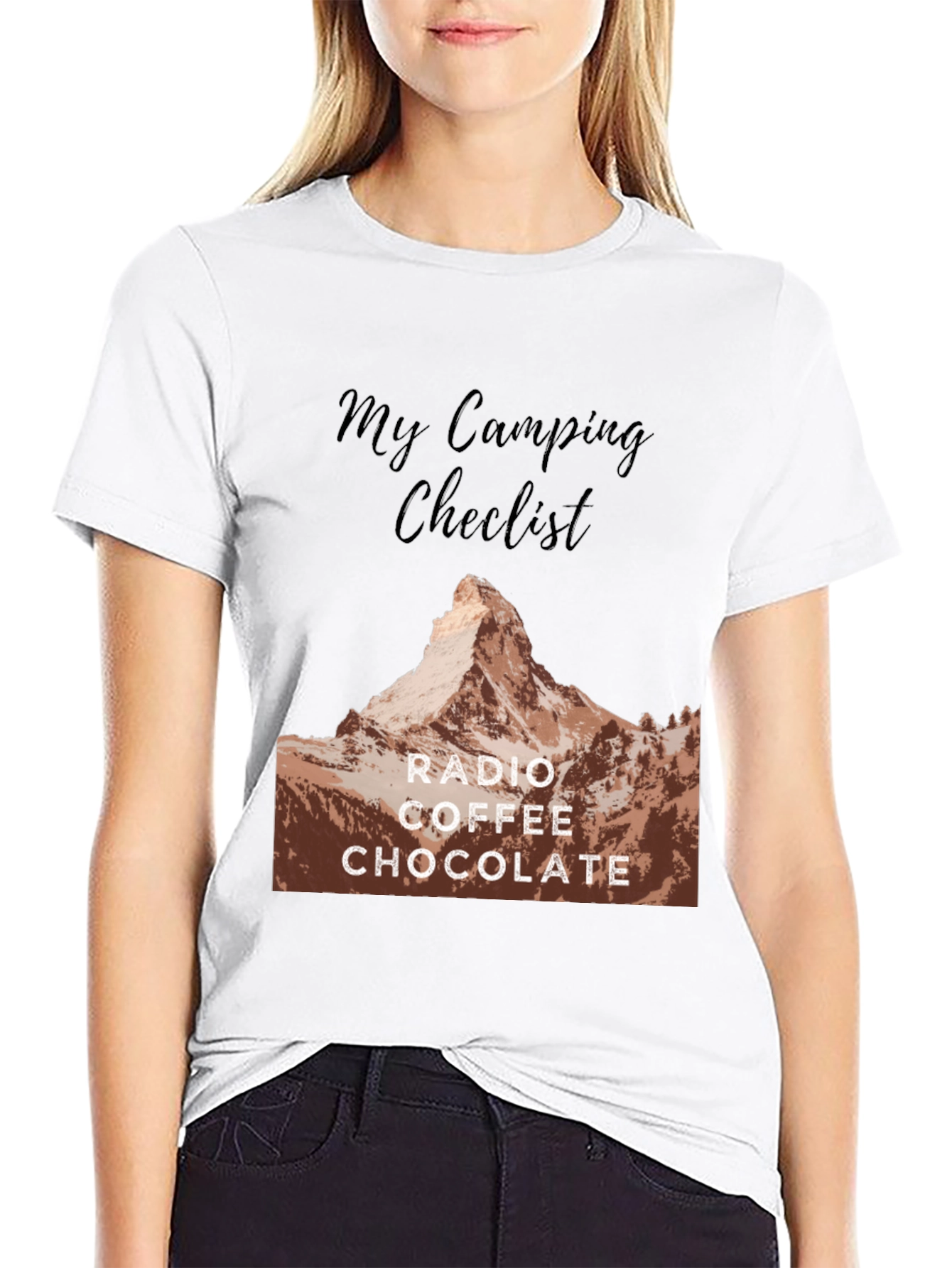 Camping Checklist T-Shirt: Radio Coffee Chocolate