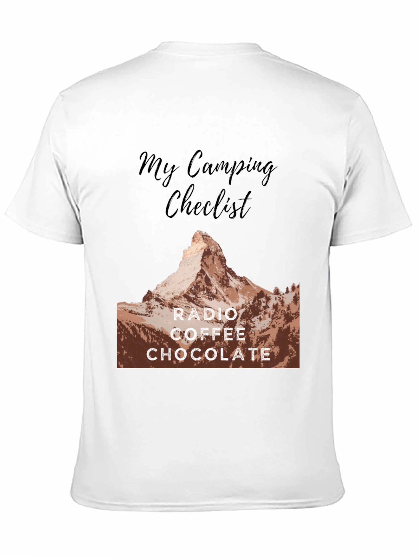 Camping Checklist T-Shirt: Radio Coffee Chocolate
