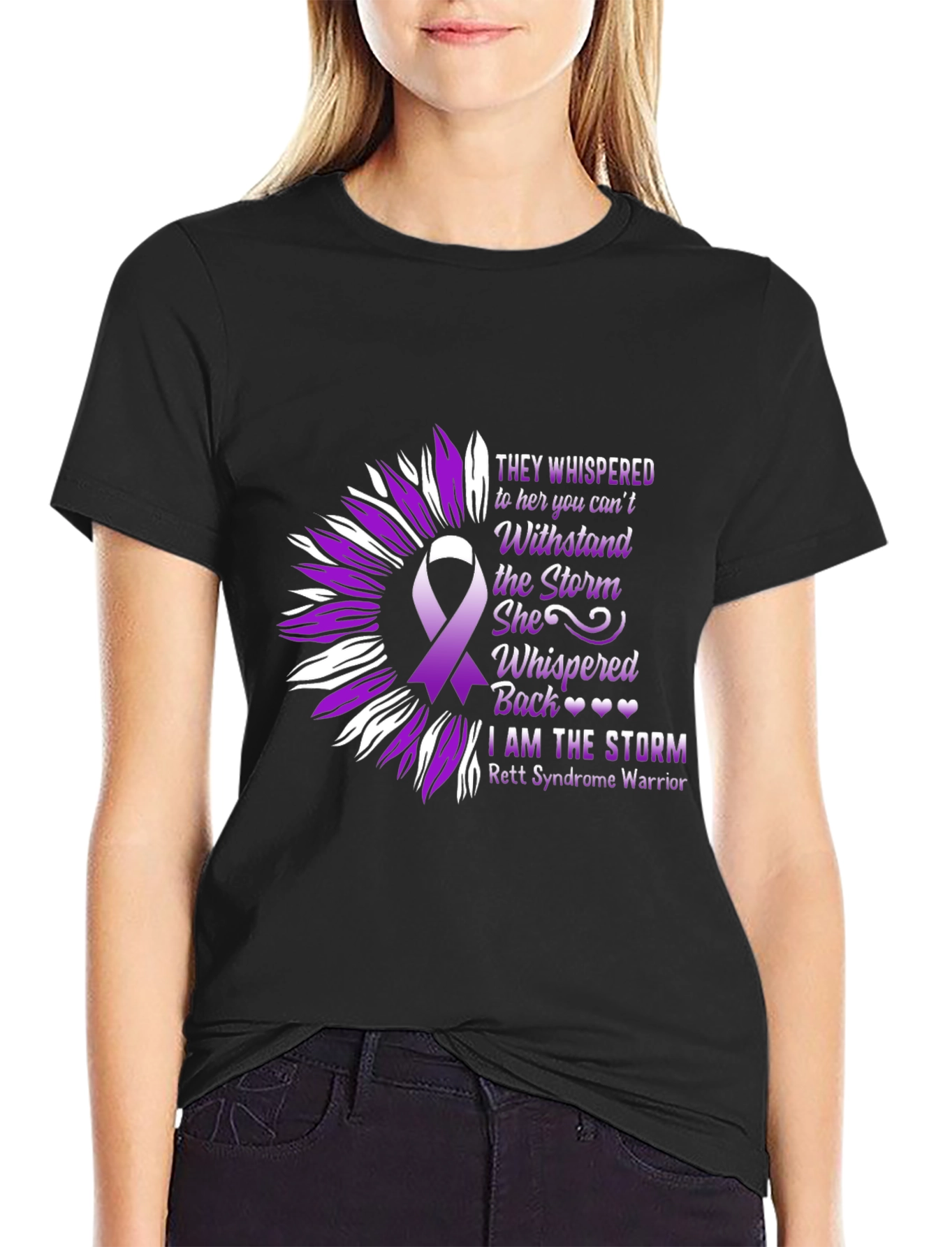 Rett Syndrome Warrior T-Shirt Sunflower Ribbon