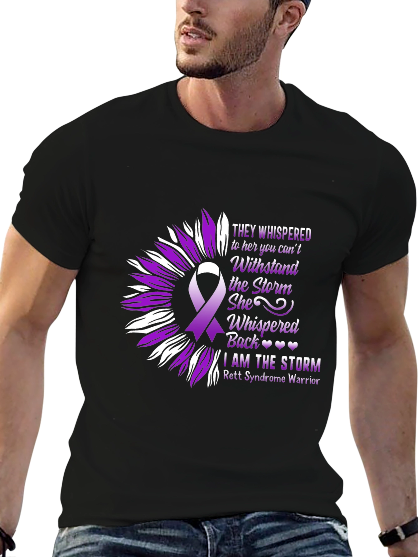 Rett Syndrome Warrior T-Shirt Sunflower Ribbon