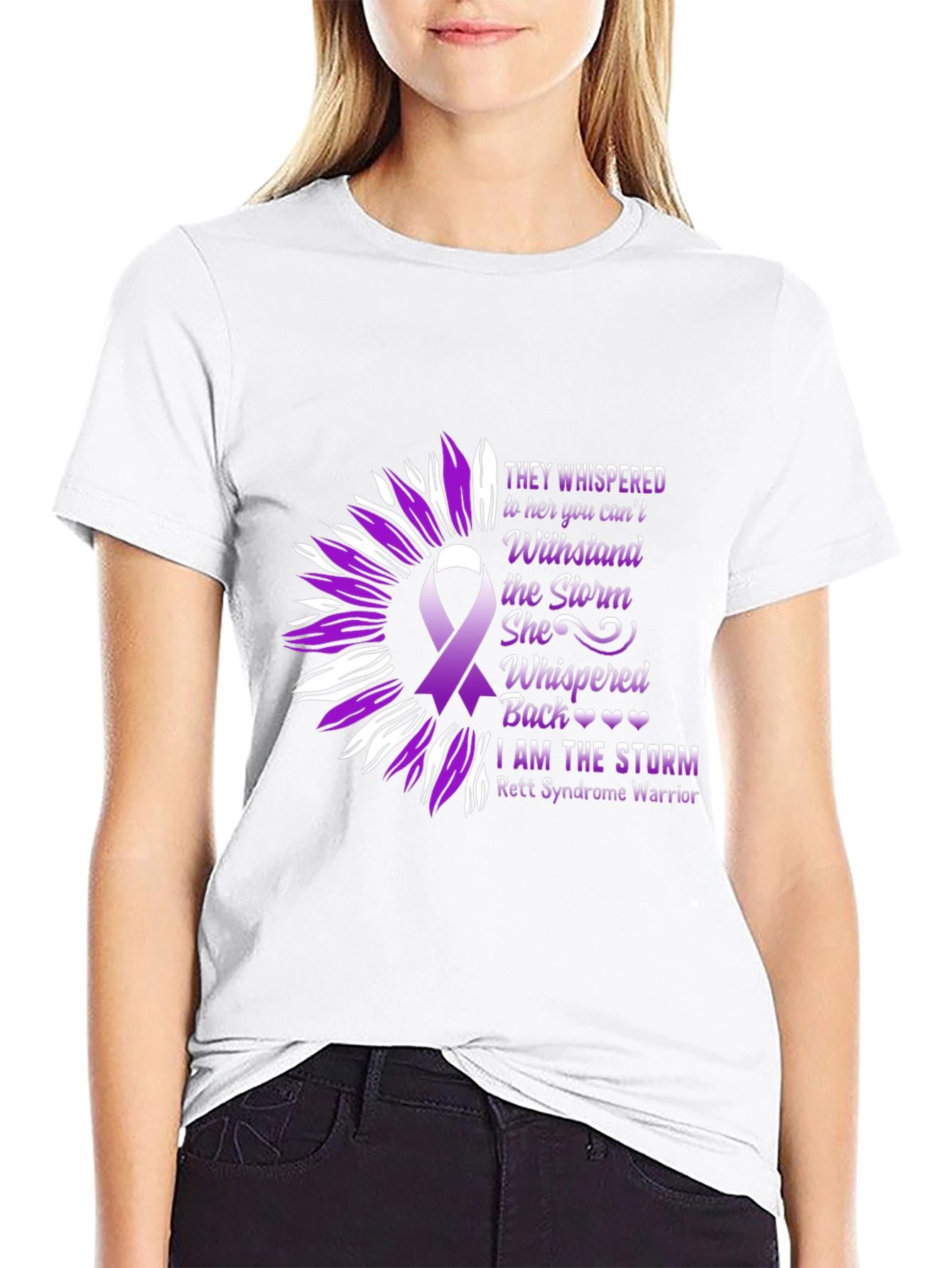 Rett Syndrome Warrior T-Shirt Sunflower Ribbon