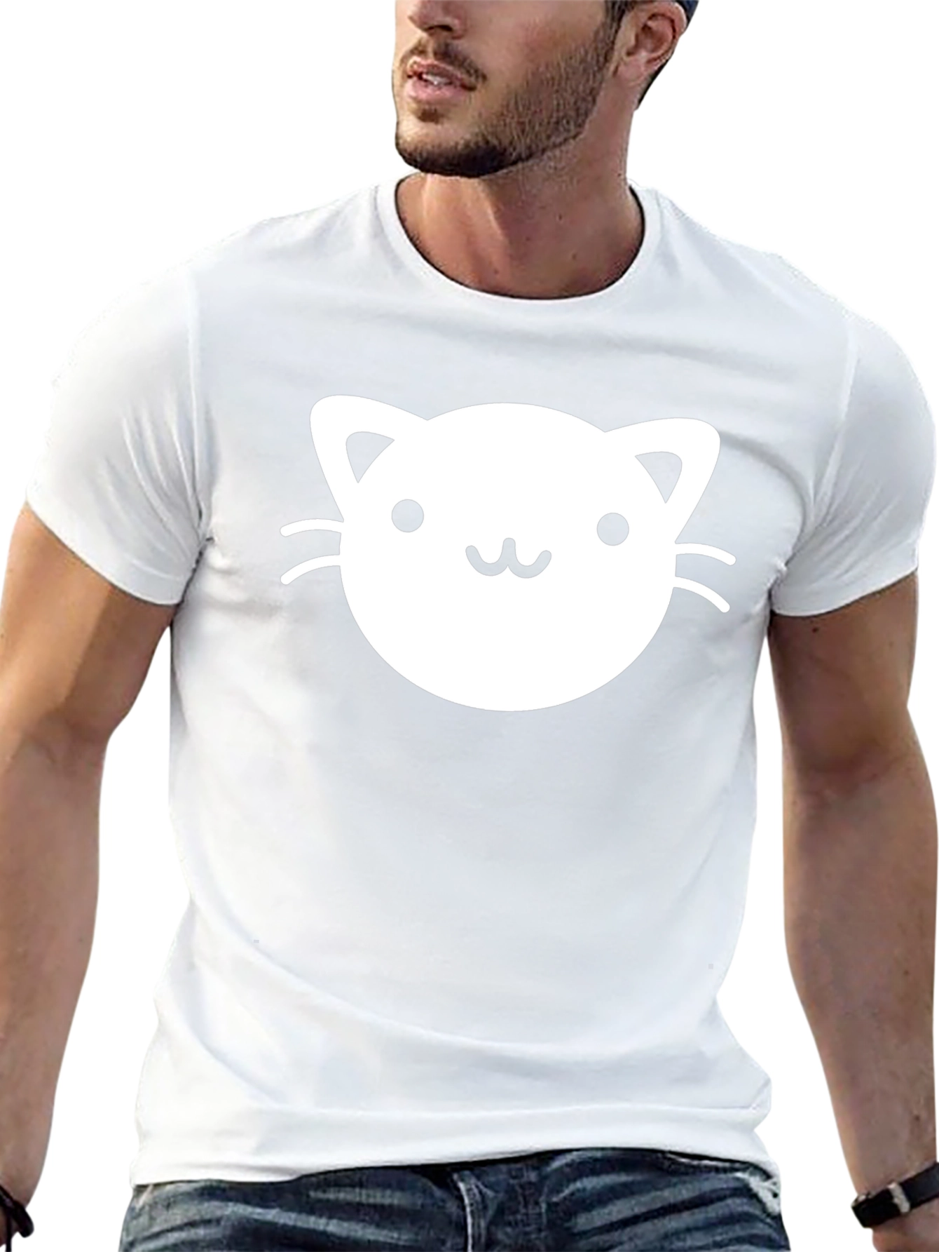 Cute Cat Graphic Black T-Shirt