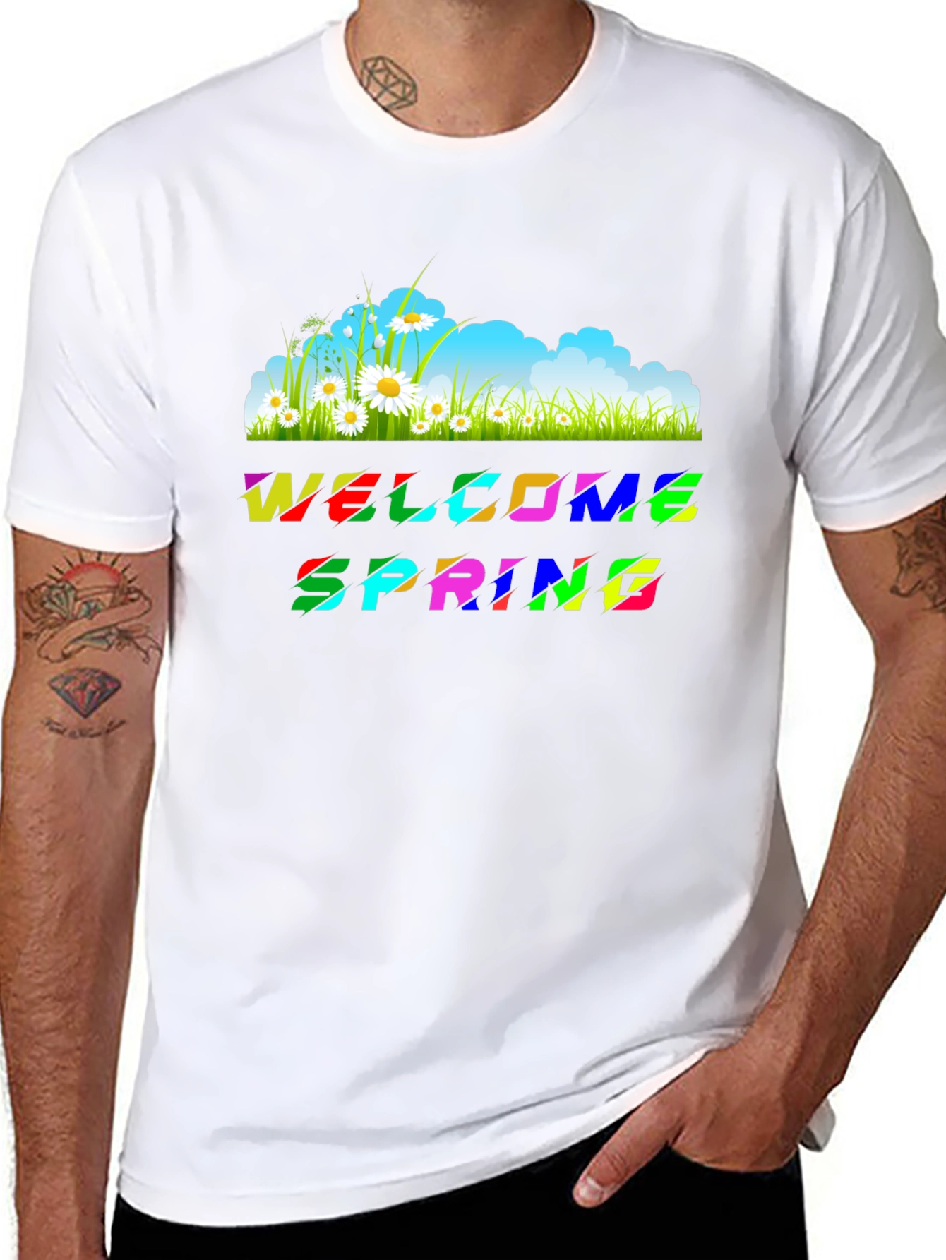 Welcome Spring Graphic Tee - Black Unisex T-Shirt