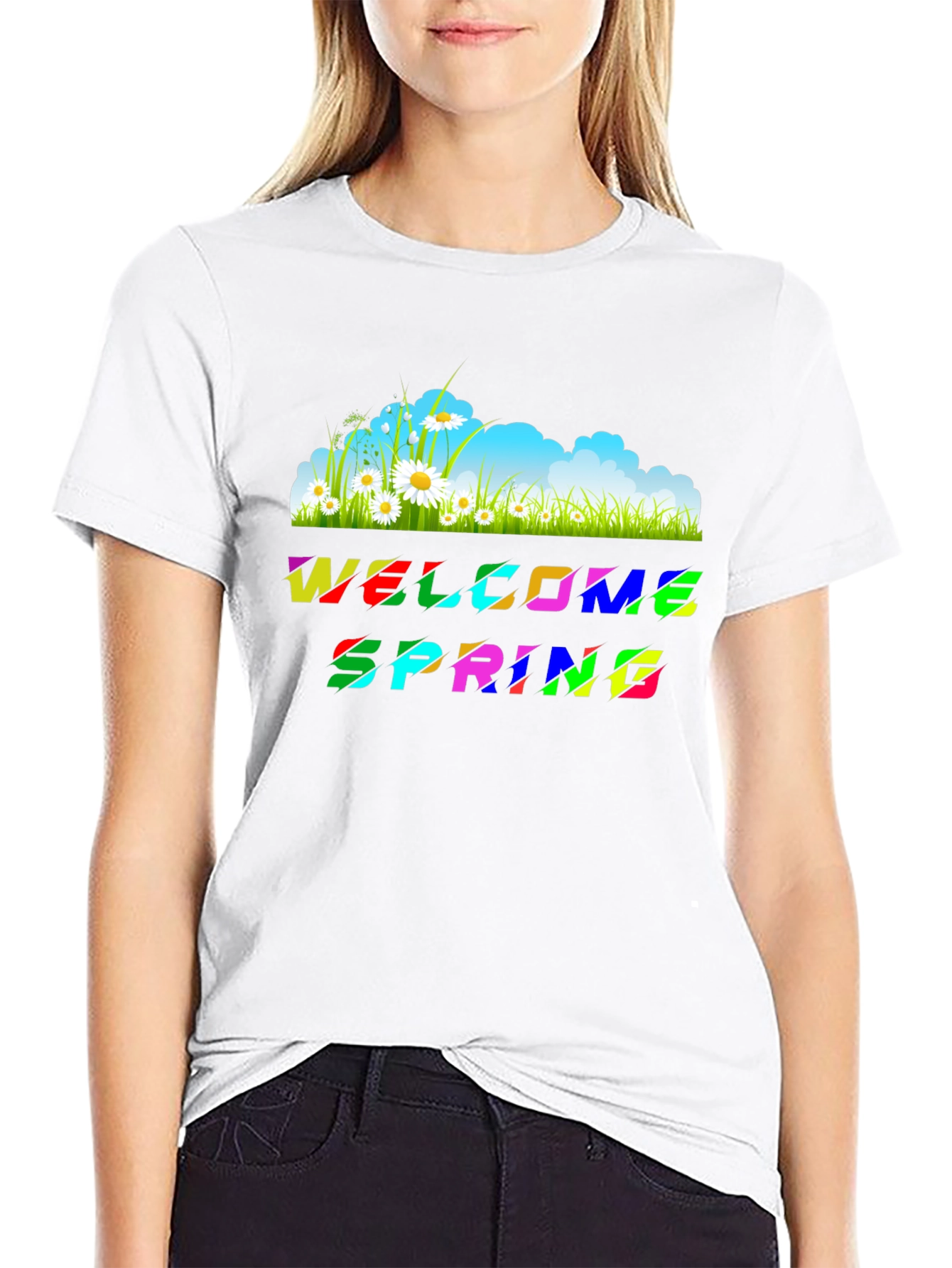 Welcome Spring Graphic Tee - Black Unisex T-Shirt