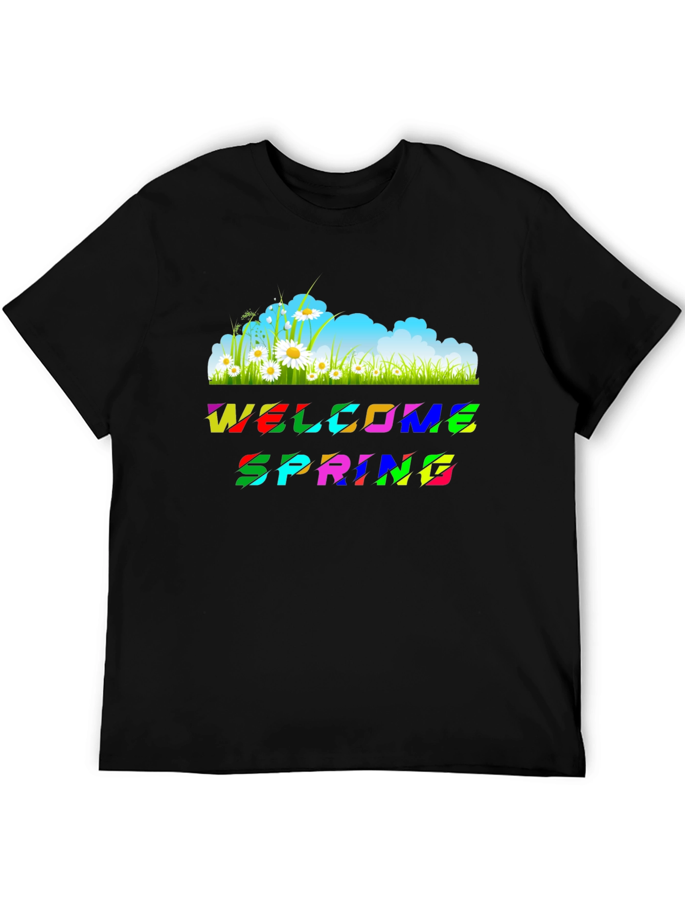 Welcome Spring Graphic Tee - Black Unisex T-Shirt