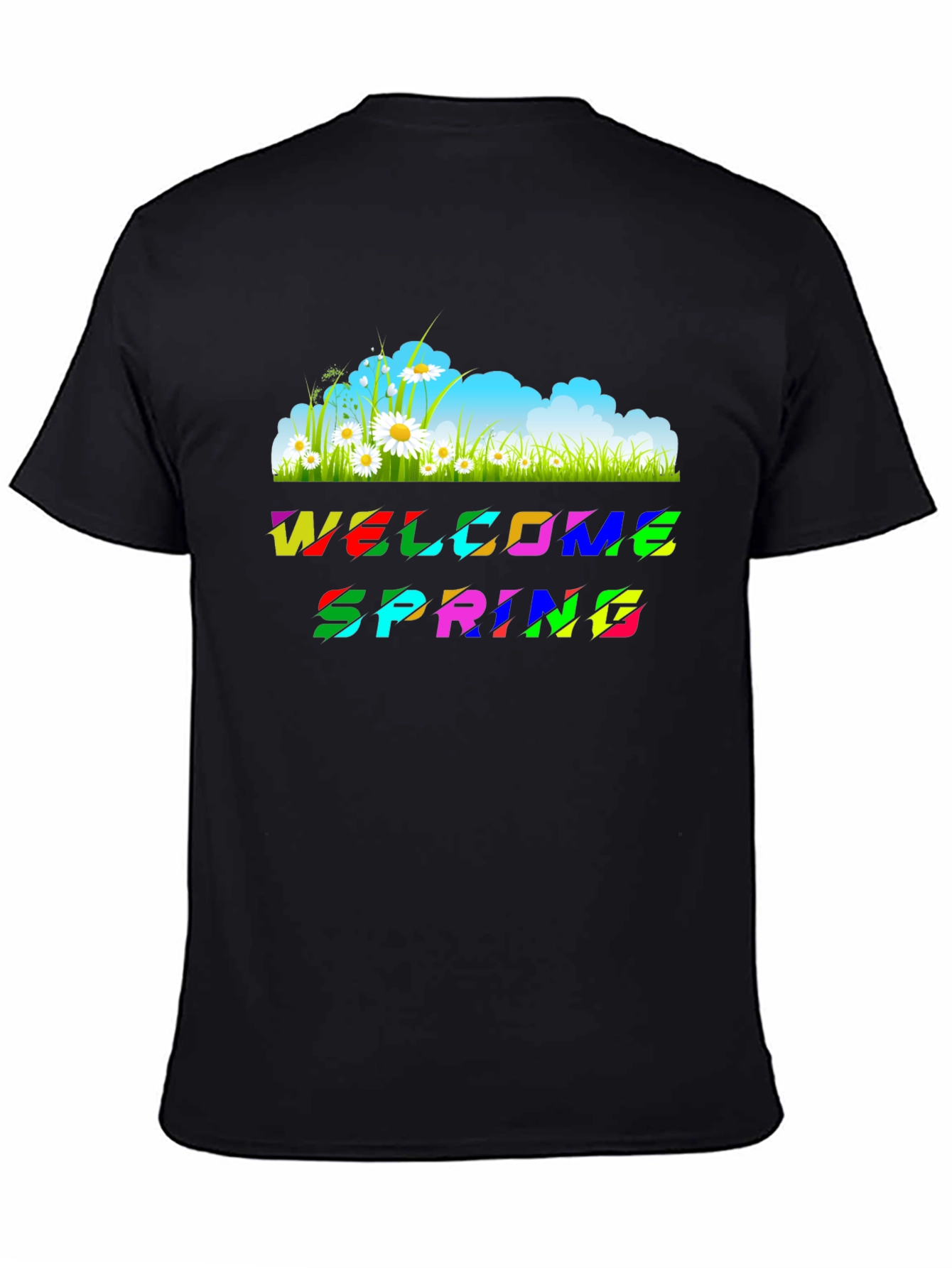 Welcome Spring Graphic Tee - Black Unisex T-Shirt