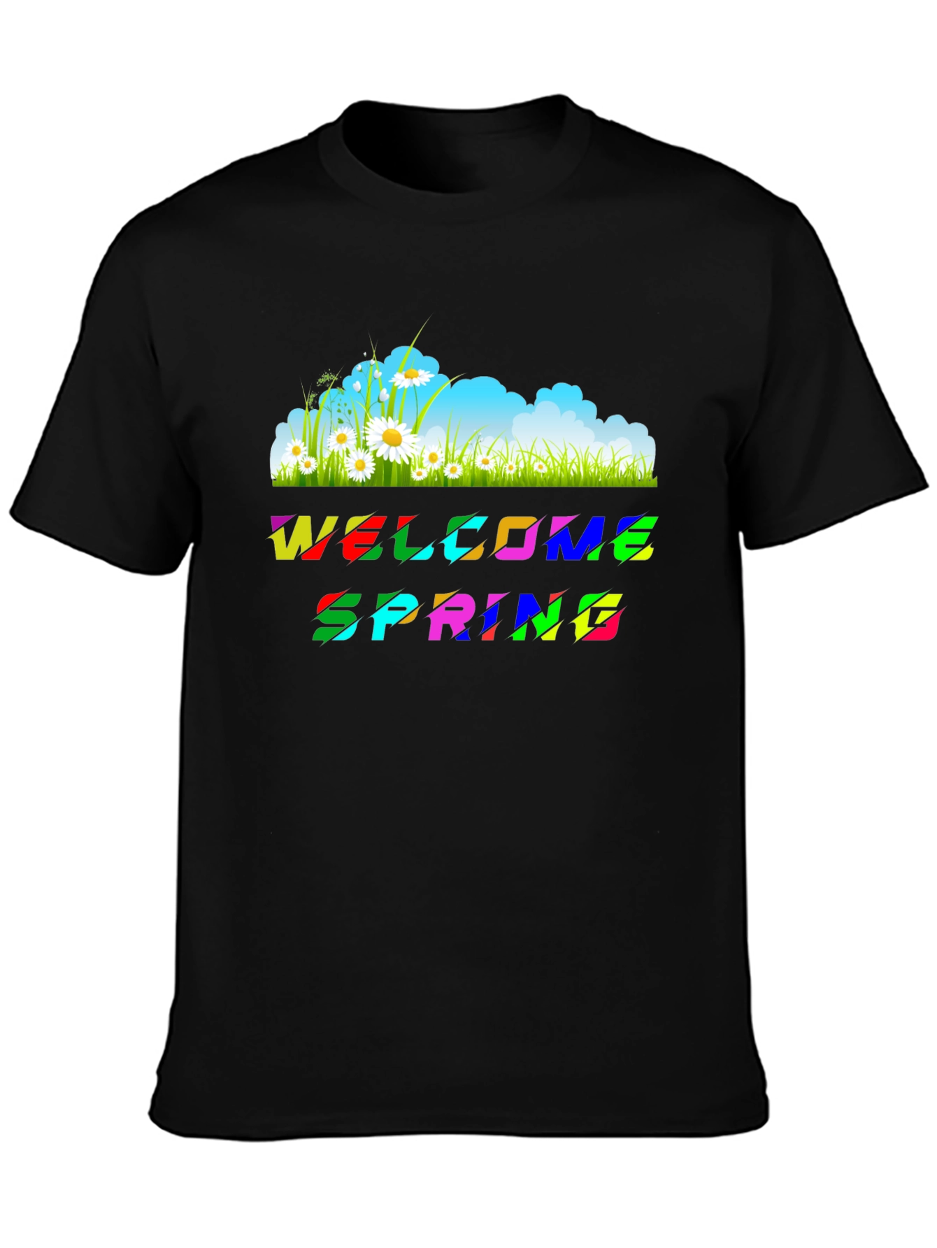 Welcome Spring Graphic Tee - Black Unisex T-Shirt