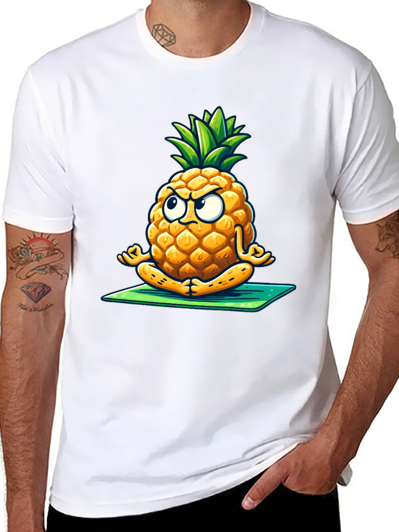 Zen Pineapple T-Shirt - Meditating Fruit Tee