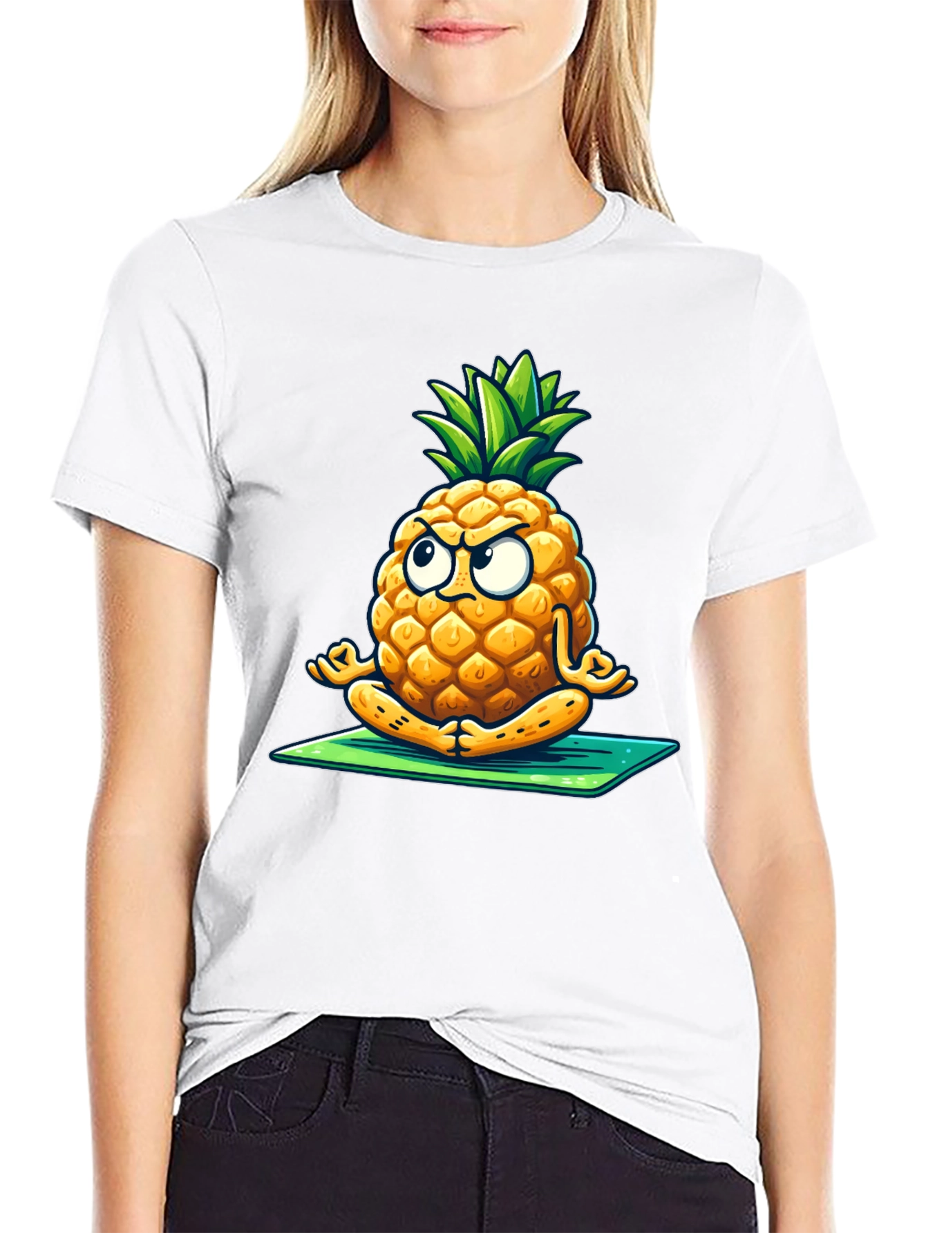 Zen Pineapple T-Shirt - Meditating Fruit Tee