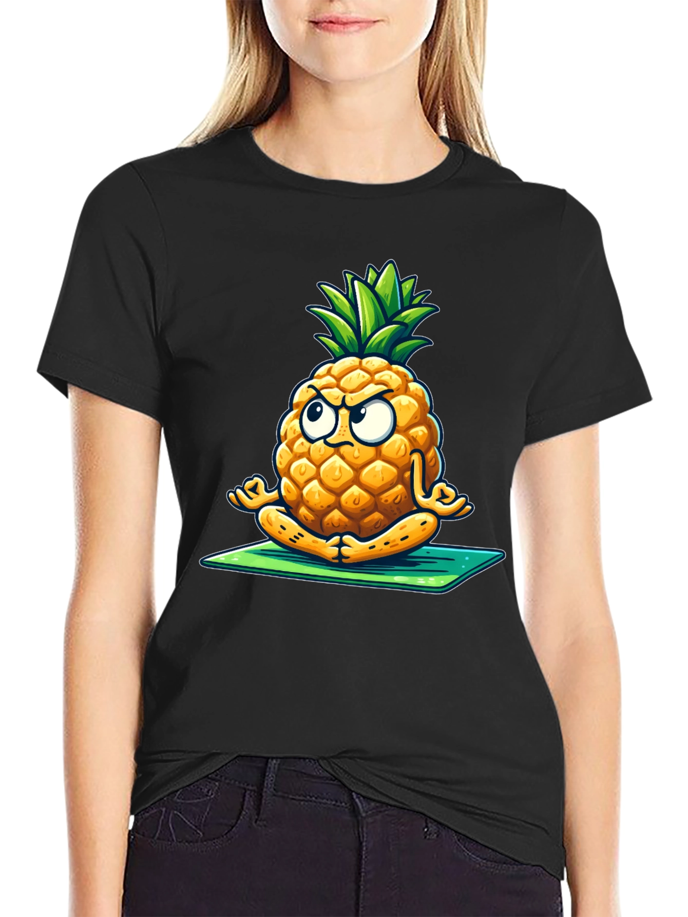 Zen Pineapple T-Shirt - Meditating Fruit Tee