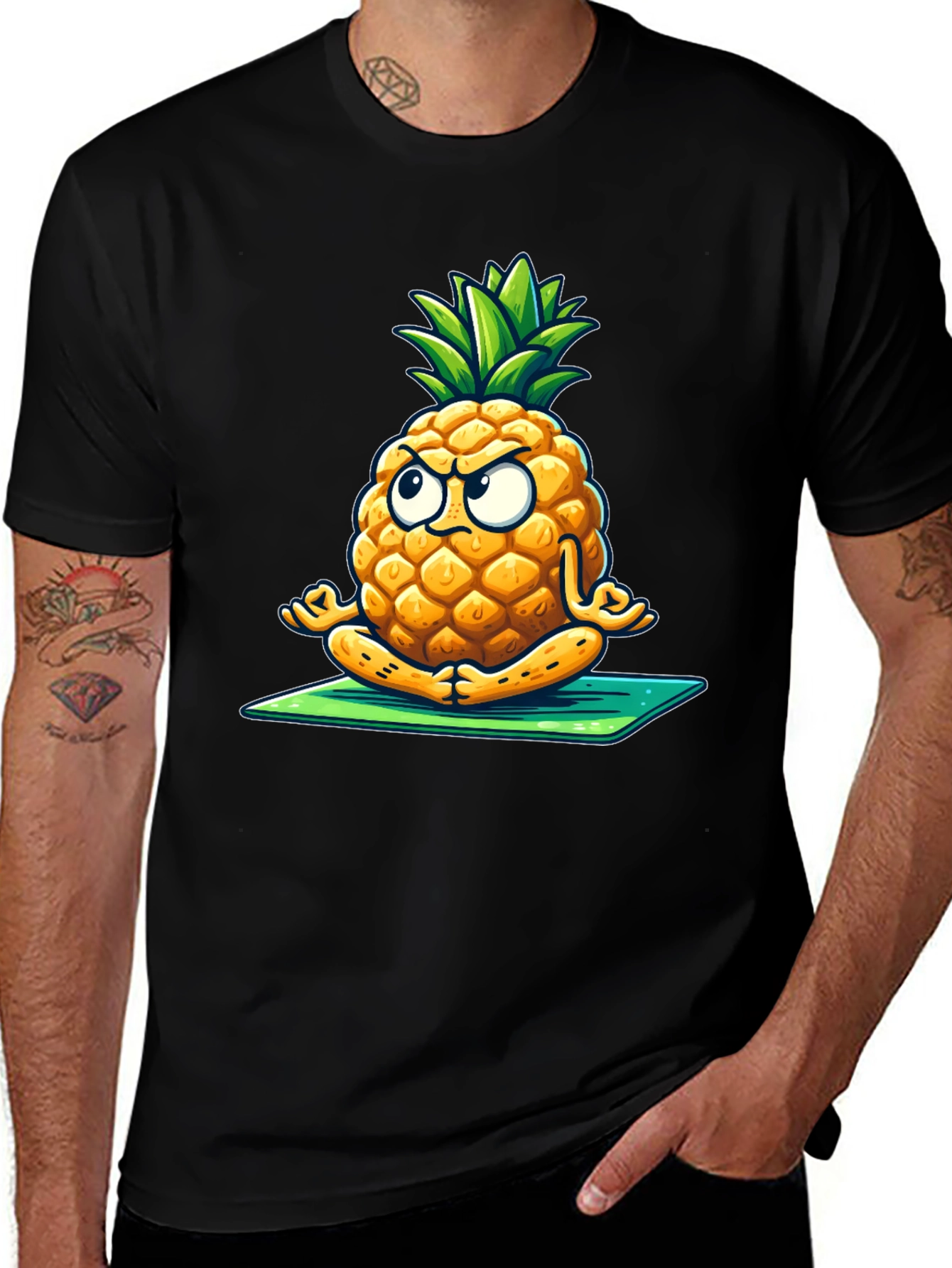 Zen Pineapple T-Shirt - Meditating Fruit Tee