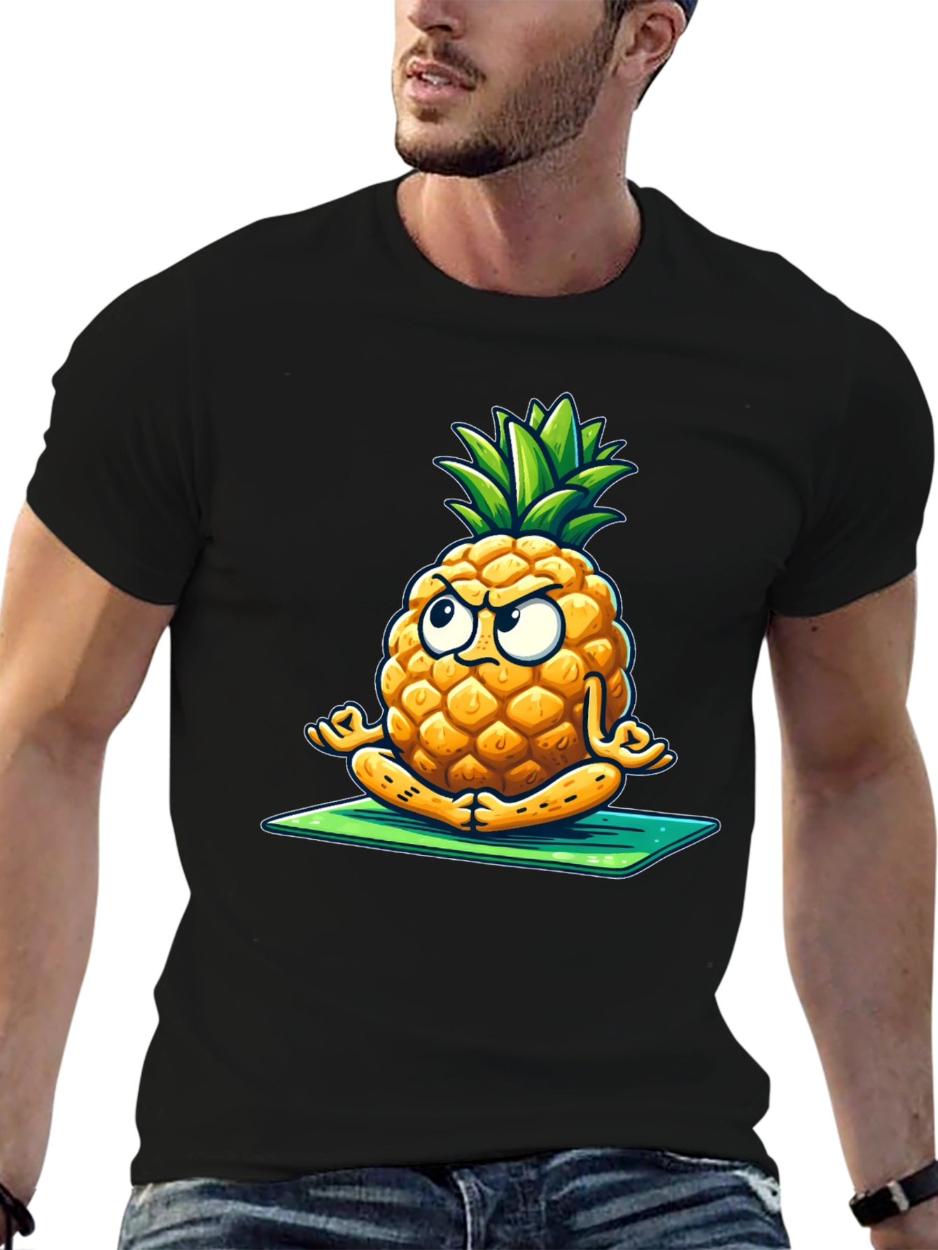 Zen Pineapple T-Shirt - Meditating Fruit Tee