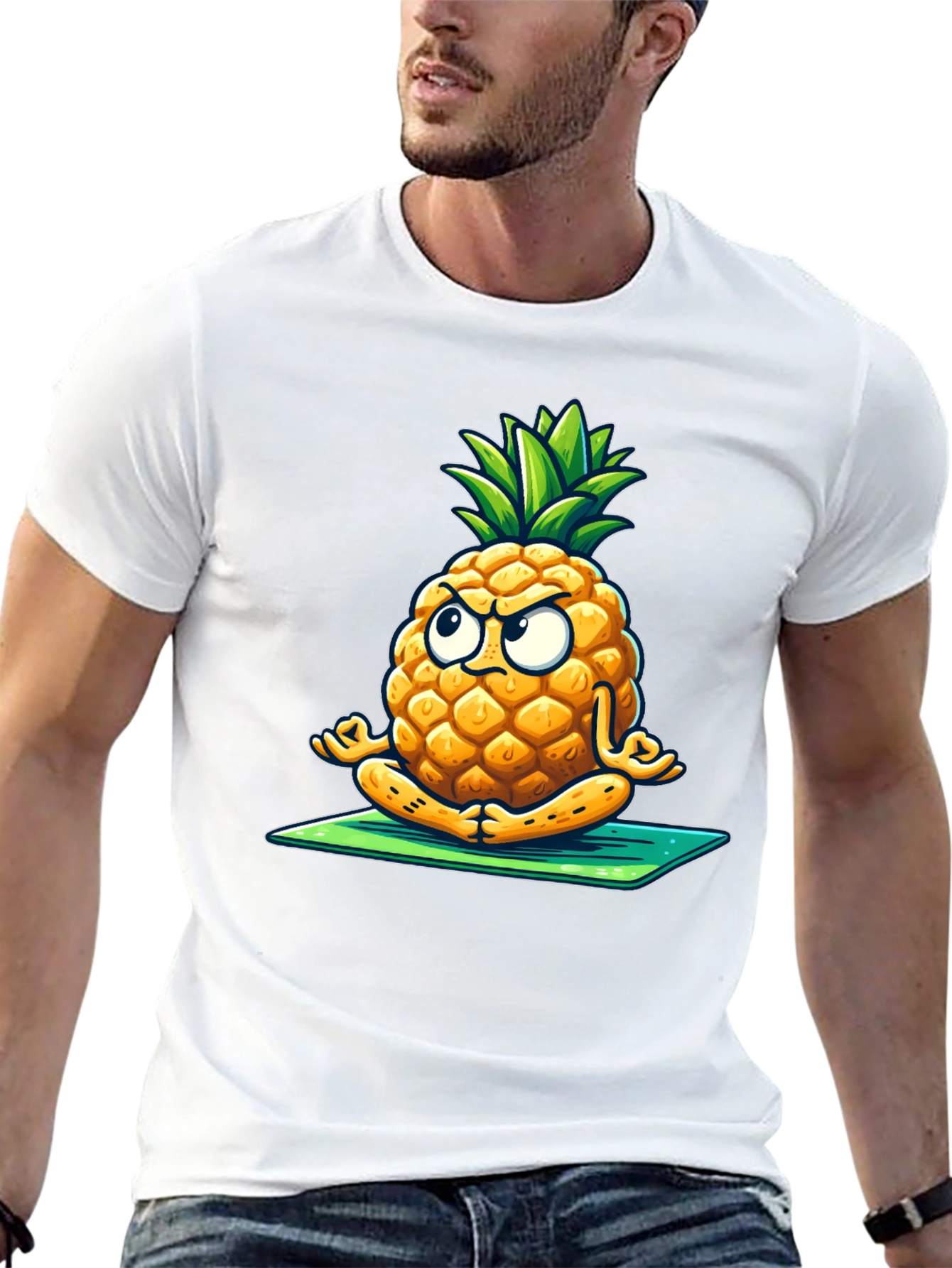 Zen Pineapple T-Shirt - Meditating Fruit Tee