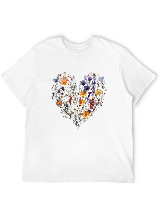 Floral Heart Black Tee