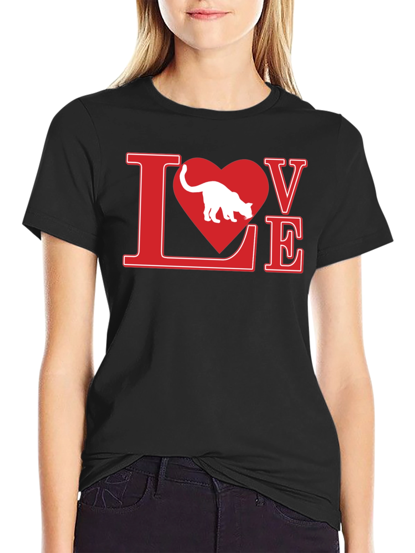 Love Cat T-Shirt - Black