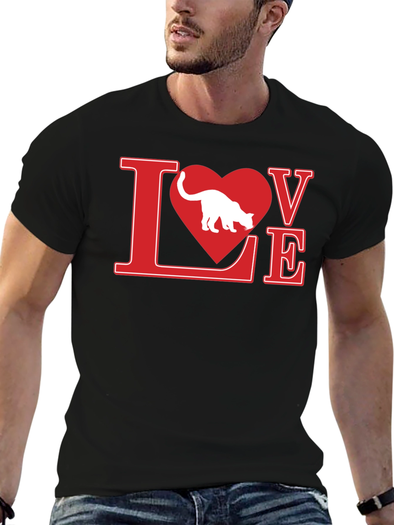 Love Cat T-Shirt - Black