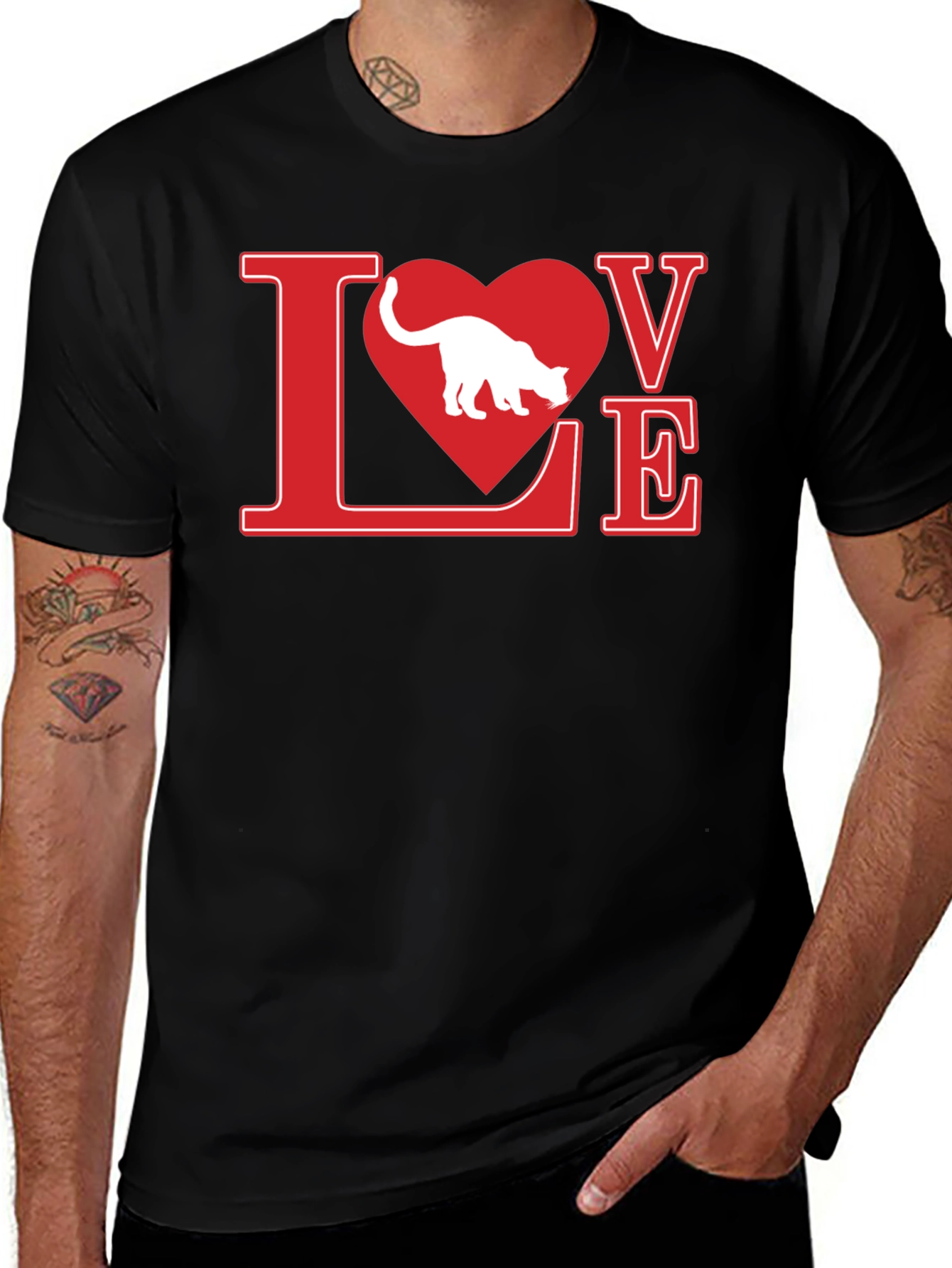 Love Cat T-Shirt - Black