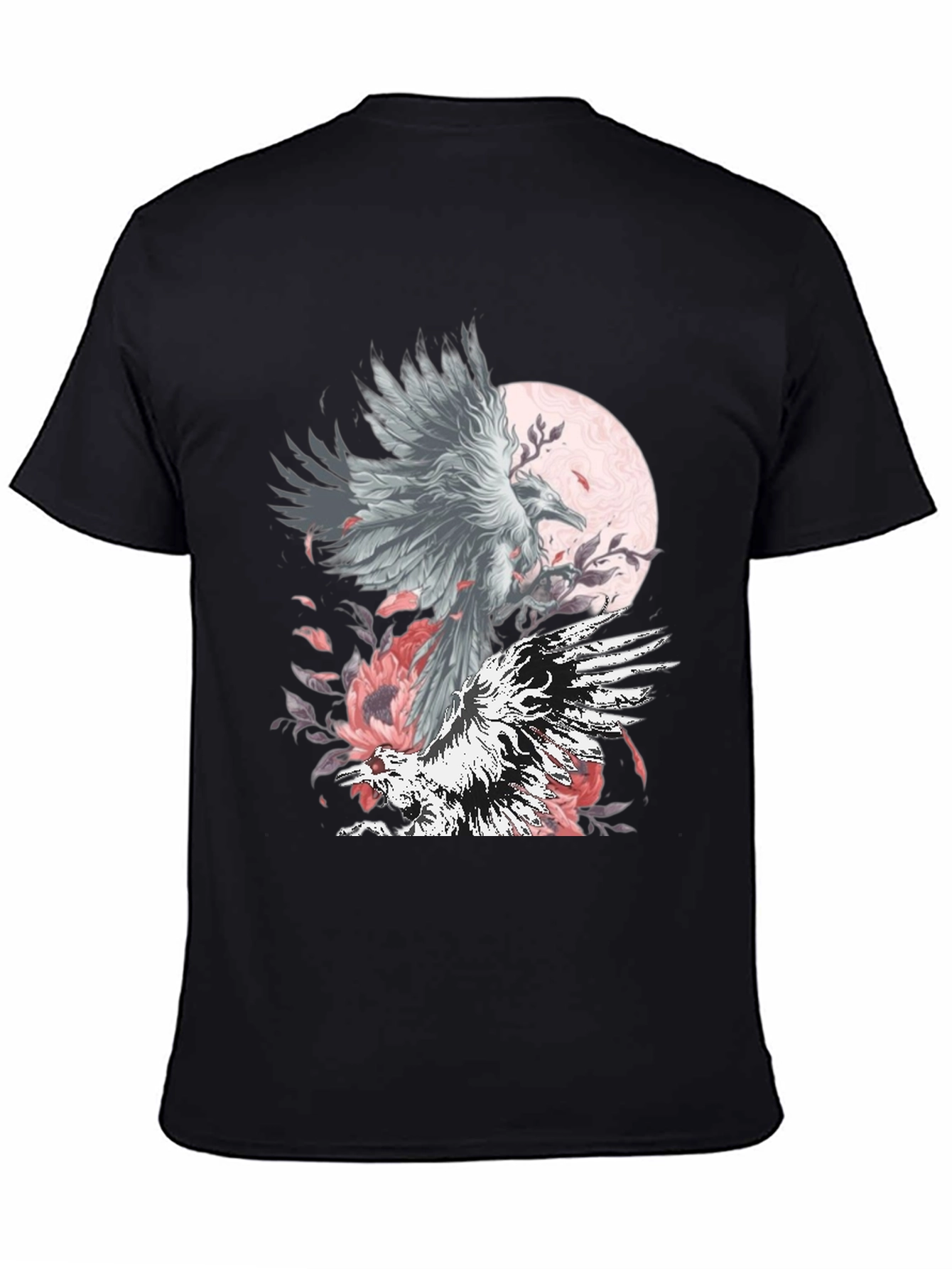Raven Moon Graphic Tee - Black Cotton