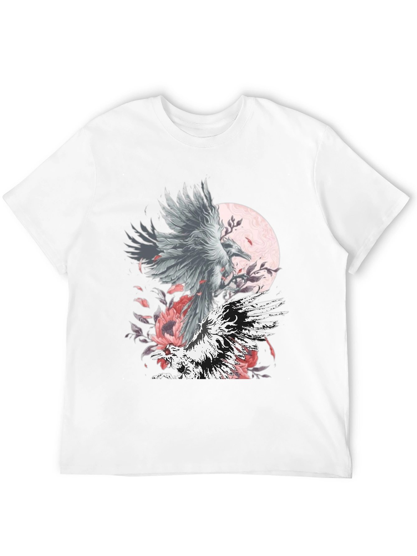 Raven Moon Graphic Tee - Black Cotton