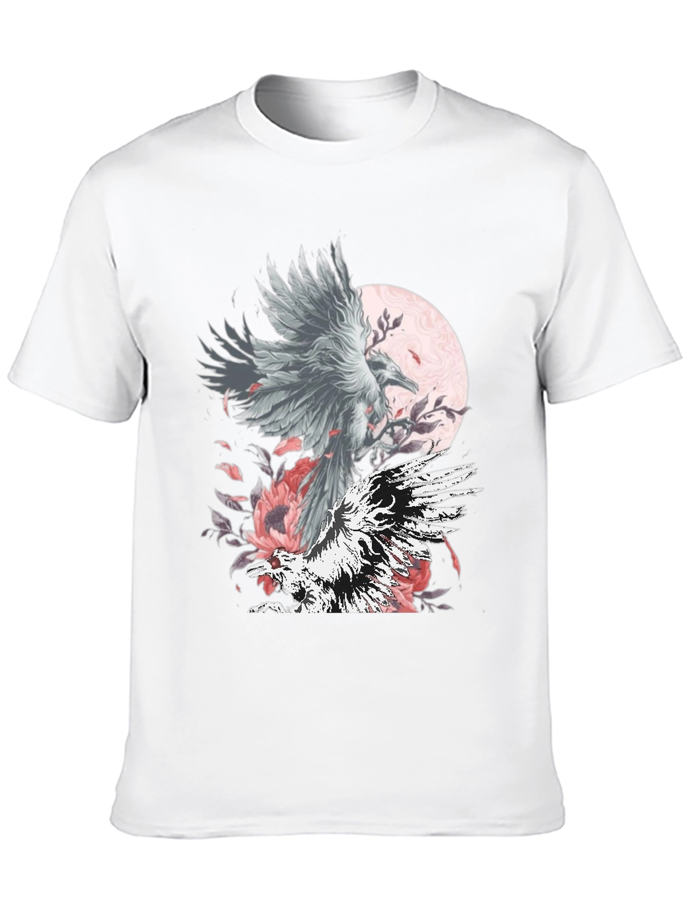 Raven Moon Graphic Tee - Black Cotton