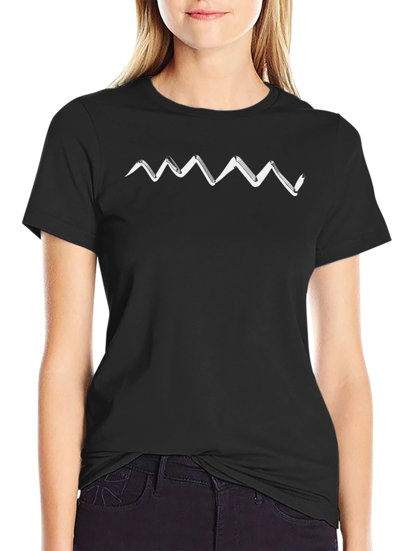 Modern Zigzag Graphic Black T-Shirt