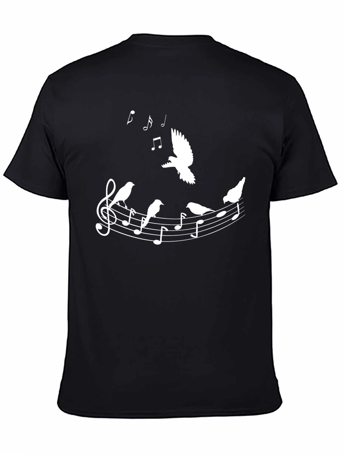 Musical Bird T-Shirt - Black Cotton Tee