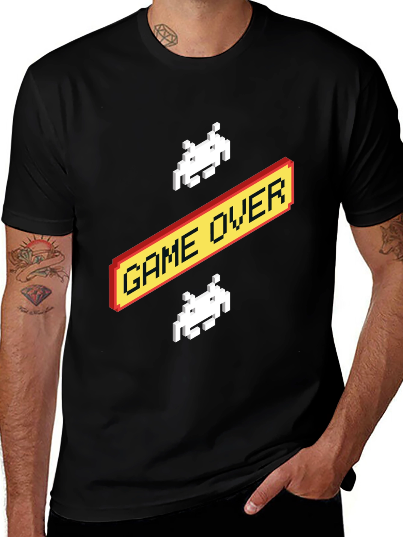 Retro Game Over T-Shirt - Pixelated Alien Design