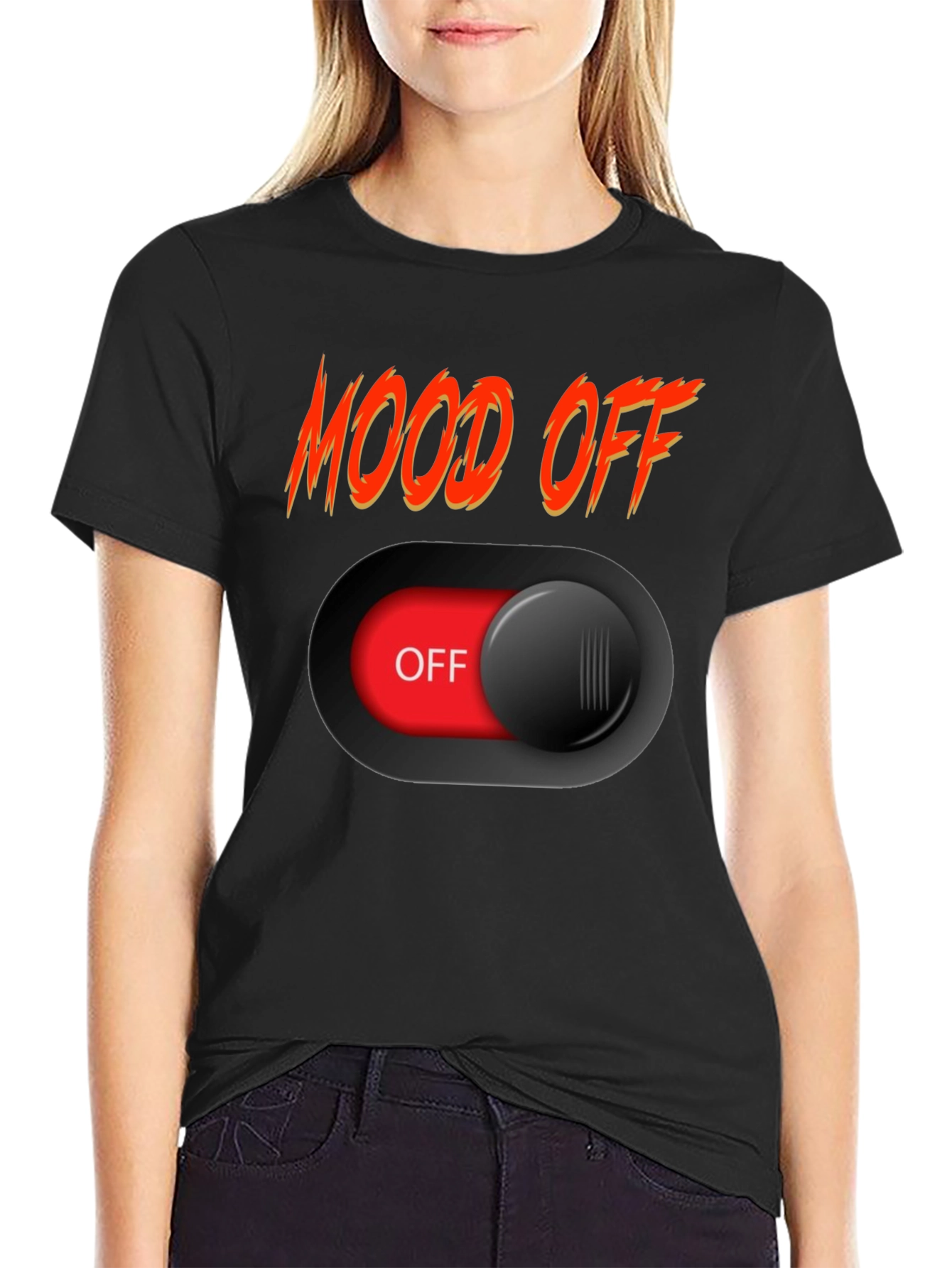 Mood Off Graphic Tee - Black Cotton T-Shirt