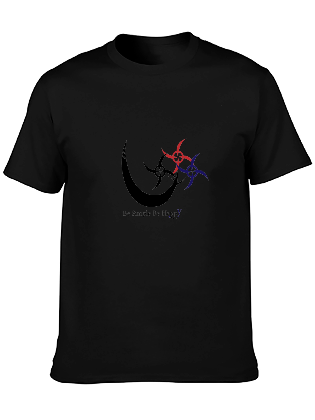 Stylish Black Graphic Tee - Be Simple Be Happy