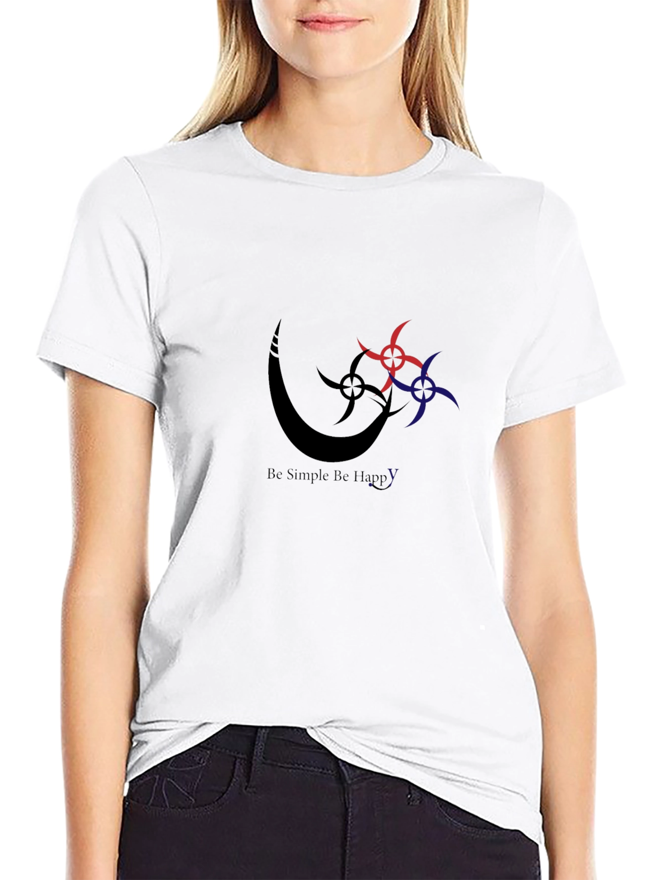 Stylish Black Graphic Tee - Be Simple Be Happy