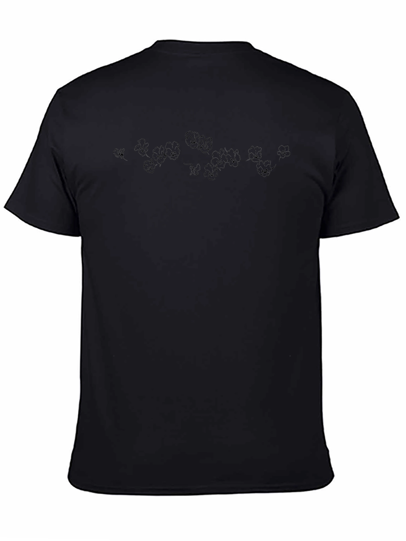 Black Floral Print Crew Neck T-Shirt