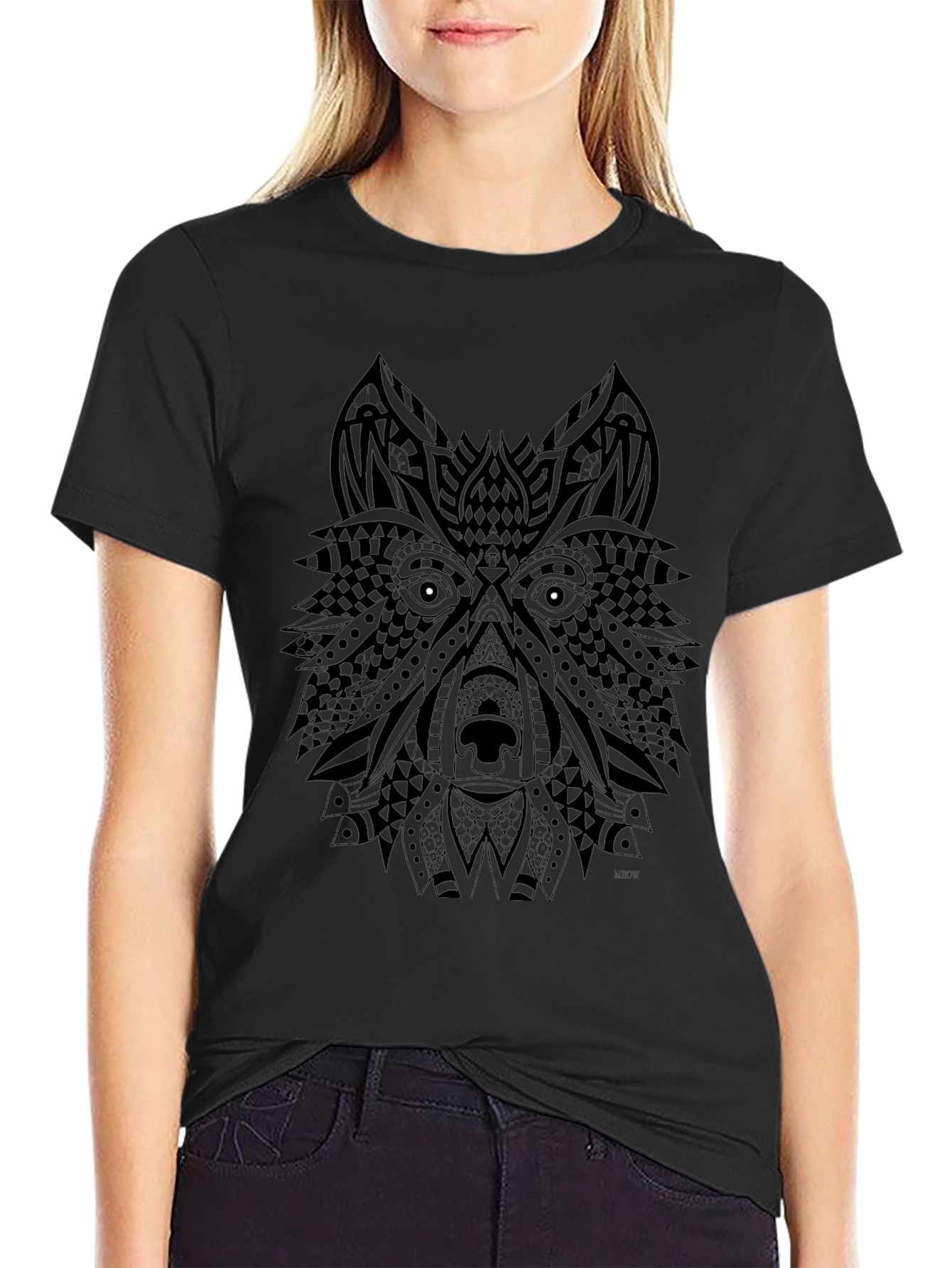 Wolf Graphic Tee - Black Cotton Blend